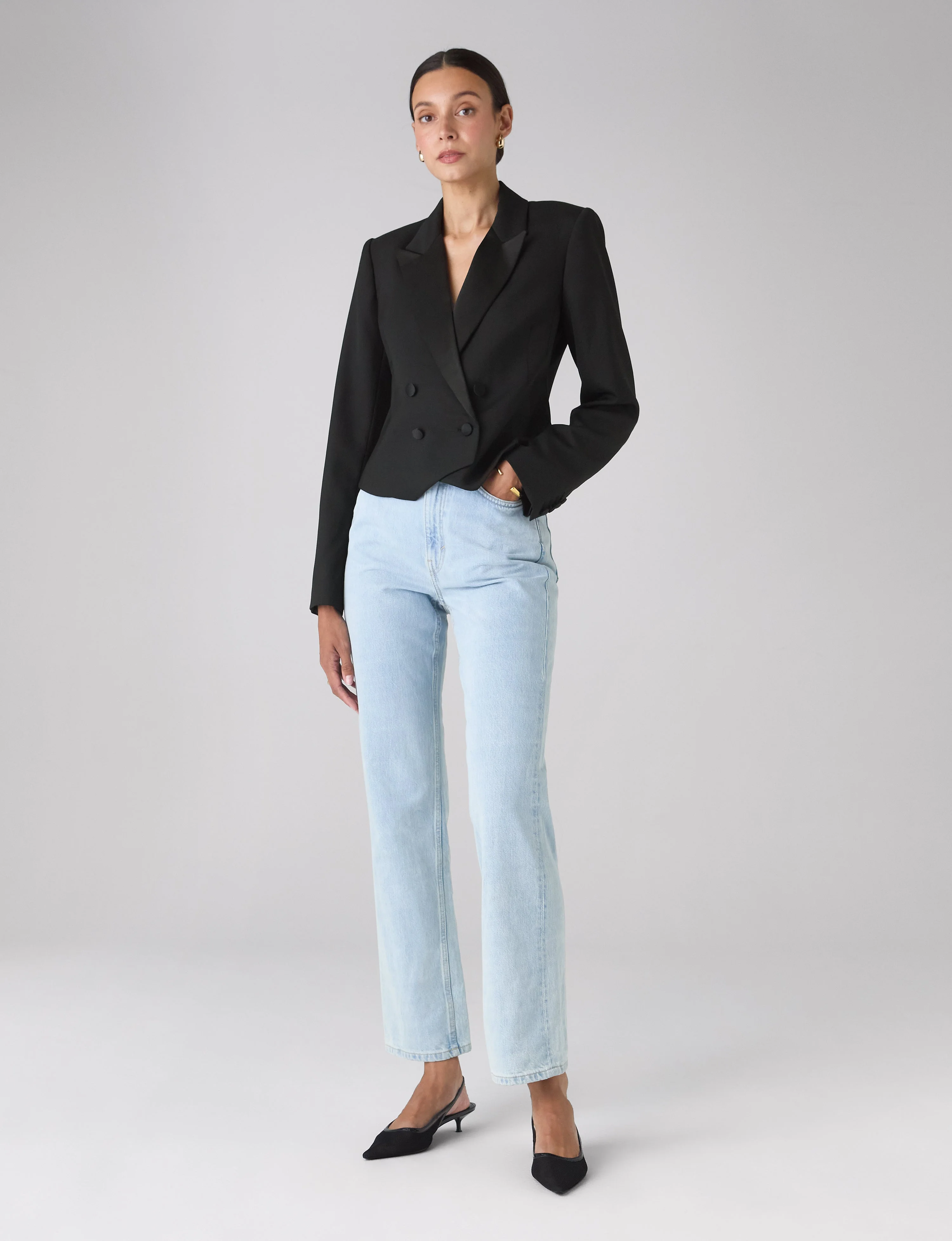Belgravia Cropped Tuxedo: Wool, Black - Image 4