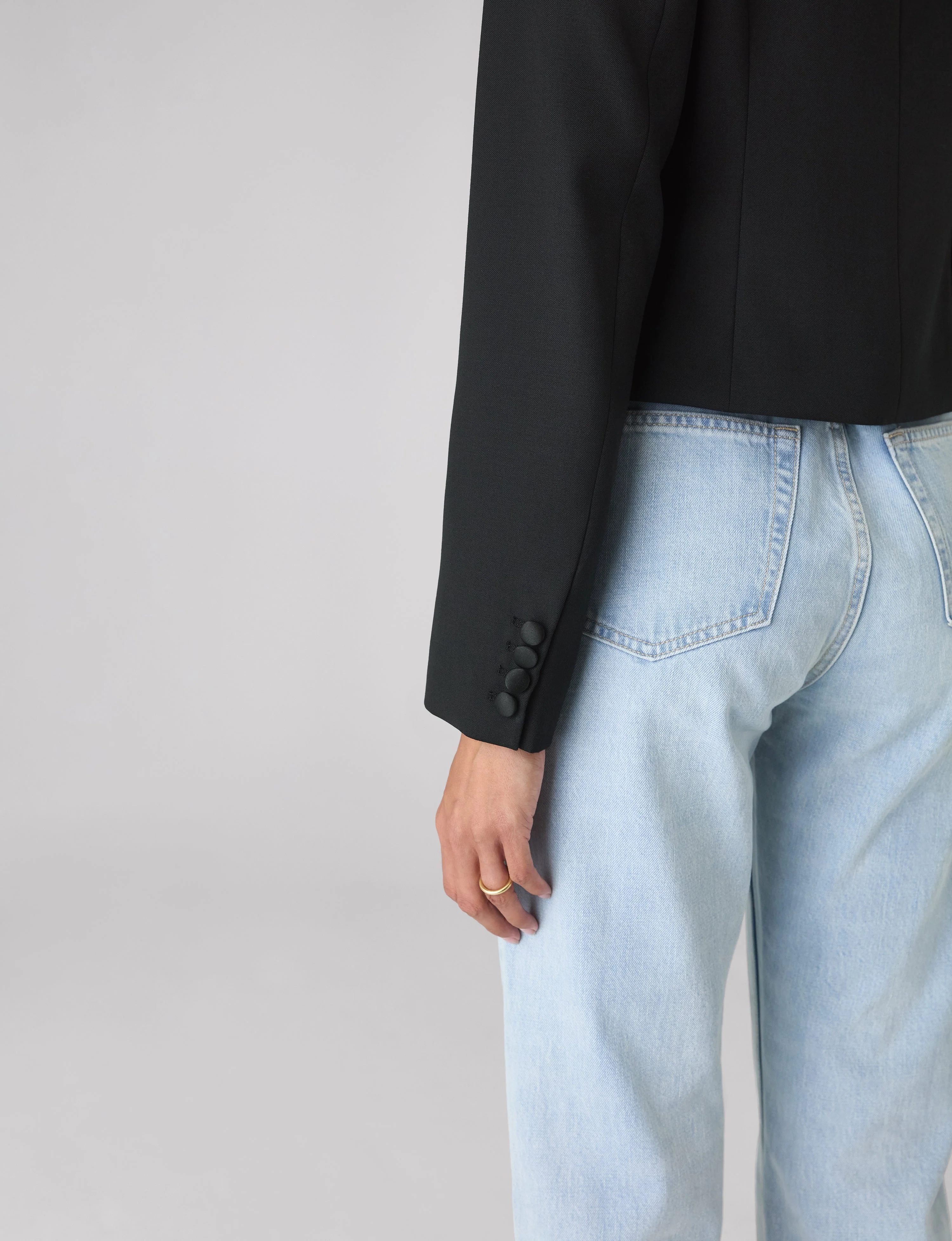 Belgravia Cropped Tuxedo: Wool, Black - Image 6