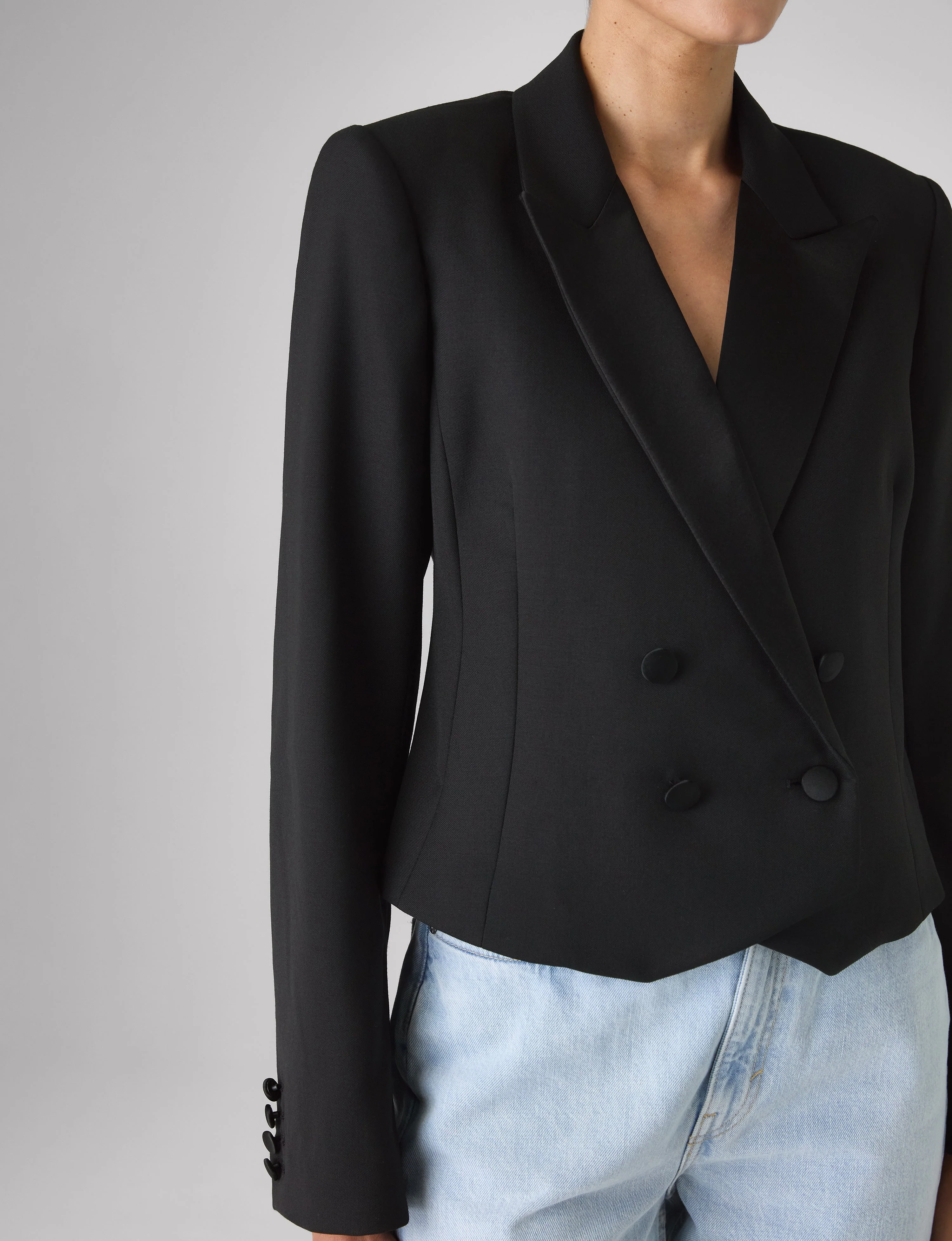 Belgravia Cropped Tuxedo: Wool, Black - Image 7