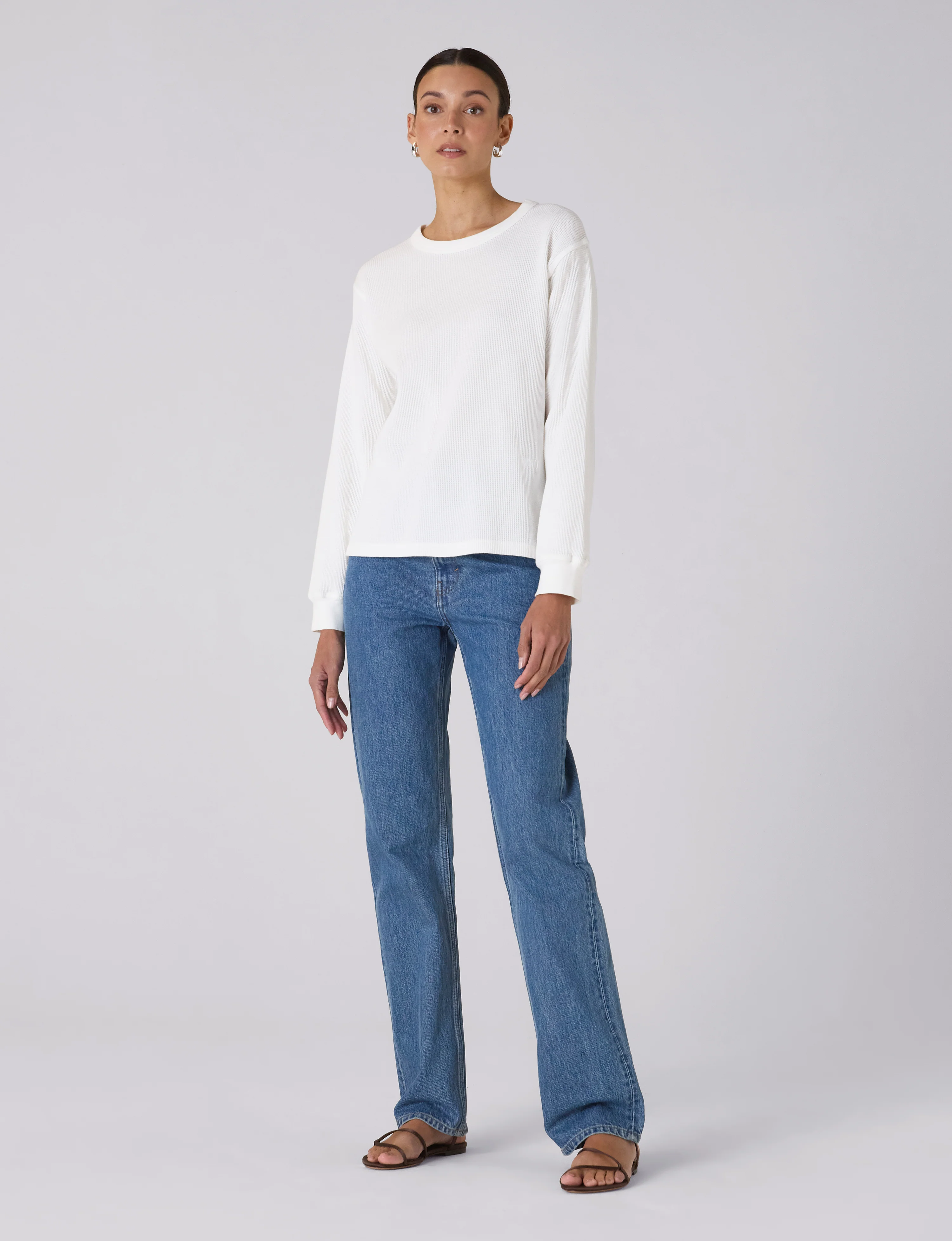 Bessette Top: Waffle Jersey, Off-White - Image 4