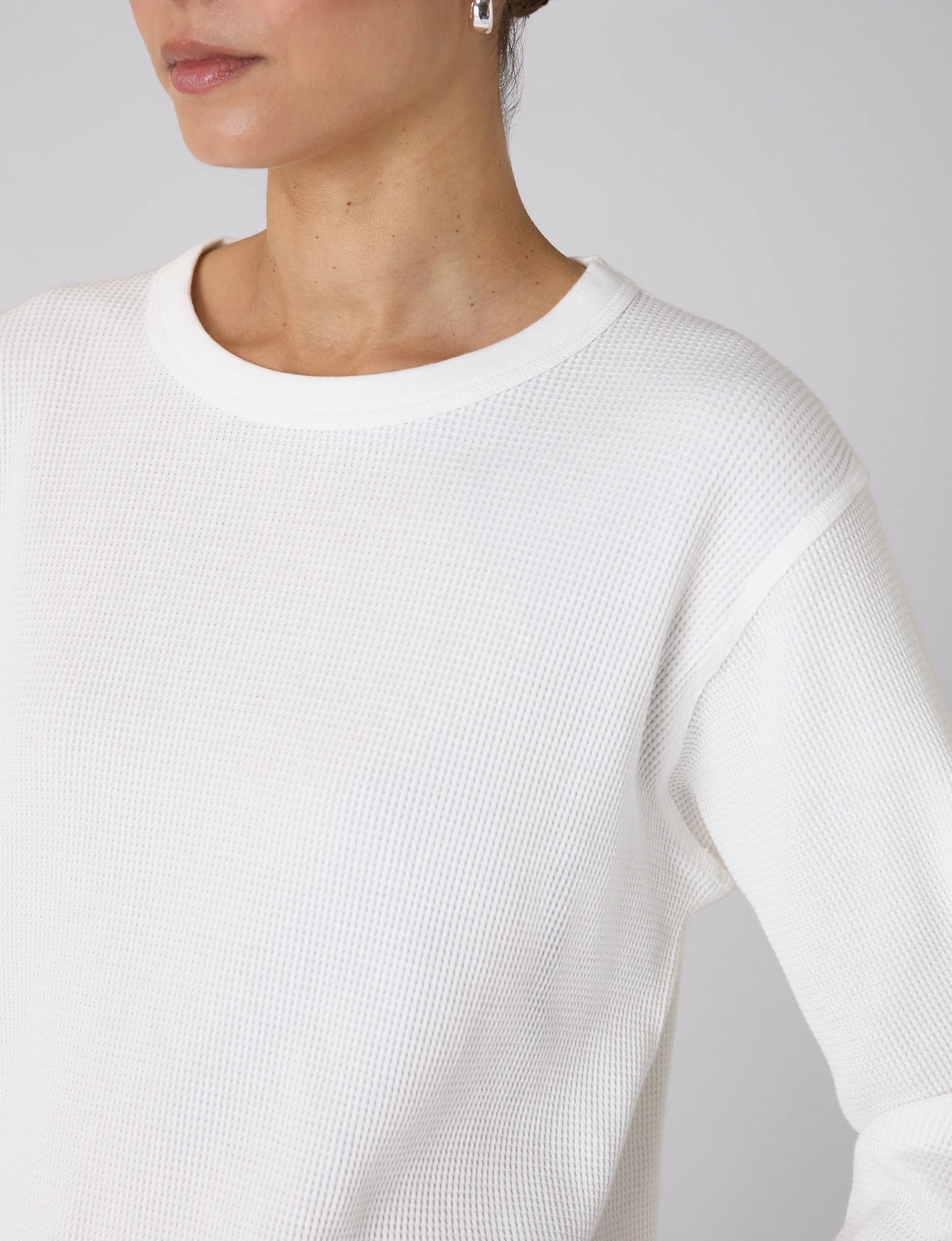 Bessette Top: Waffle Jersey, Off-White - Image 5
