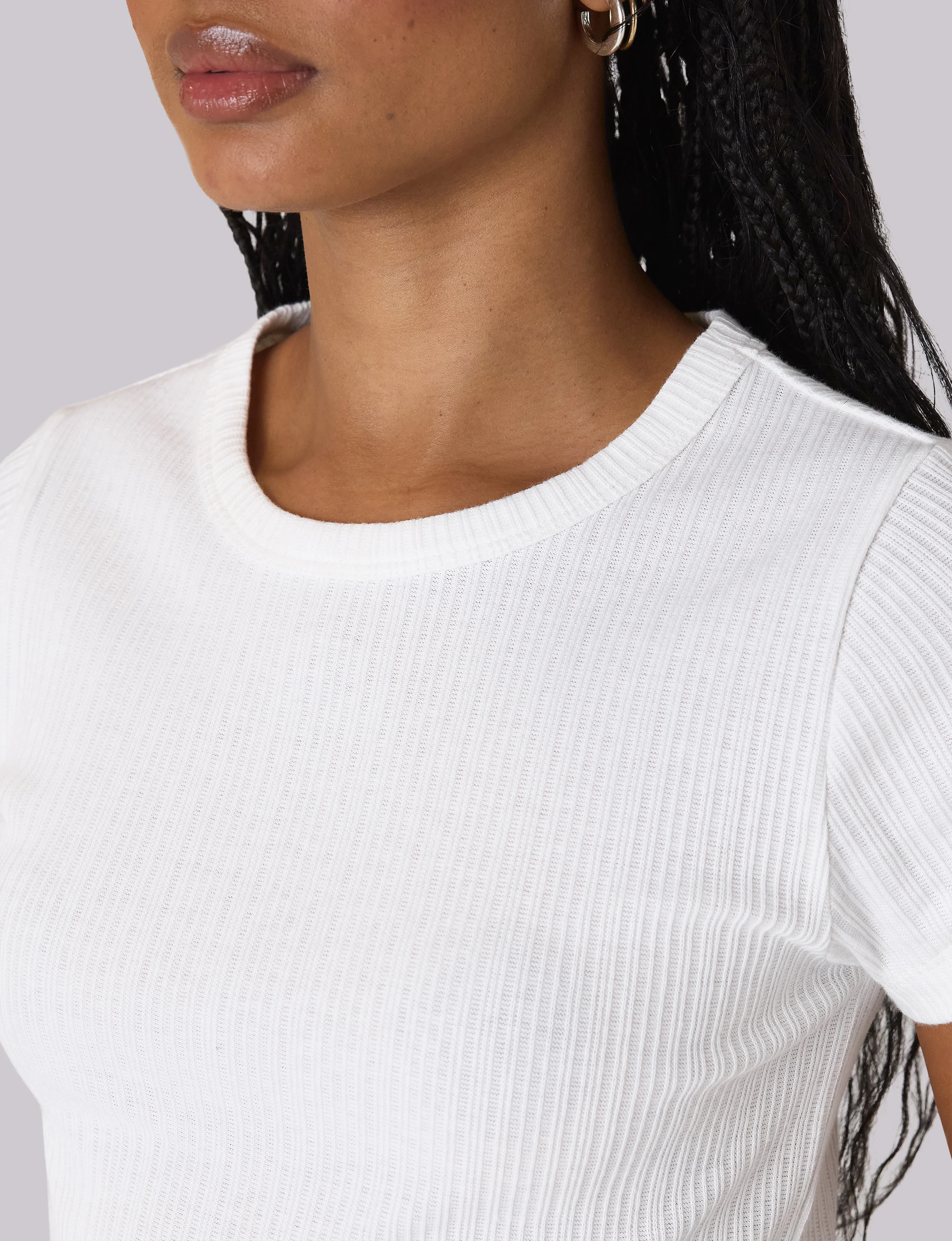 Camden Fitted T-Shirt: Cotton Textured Rib, Off-White - Image 5