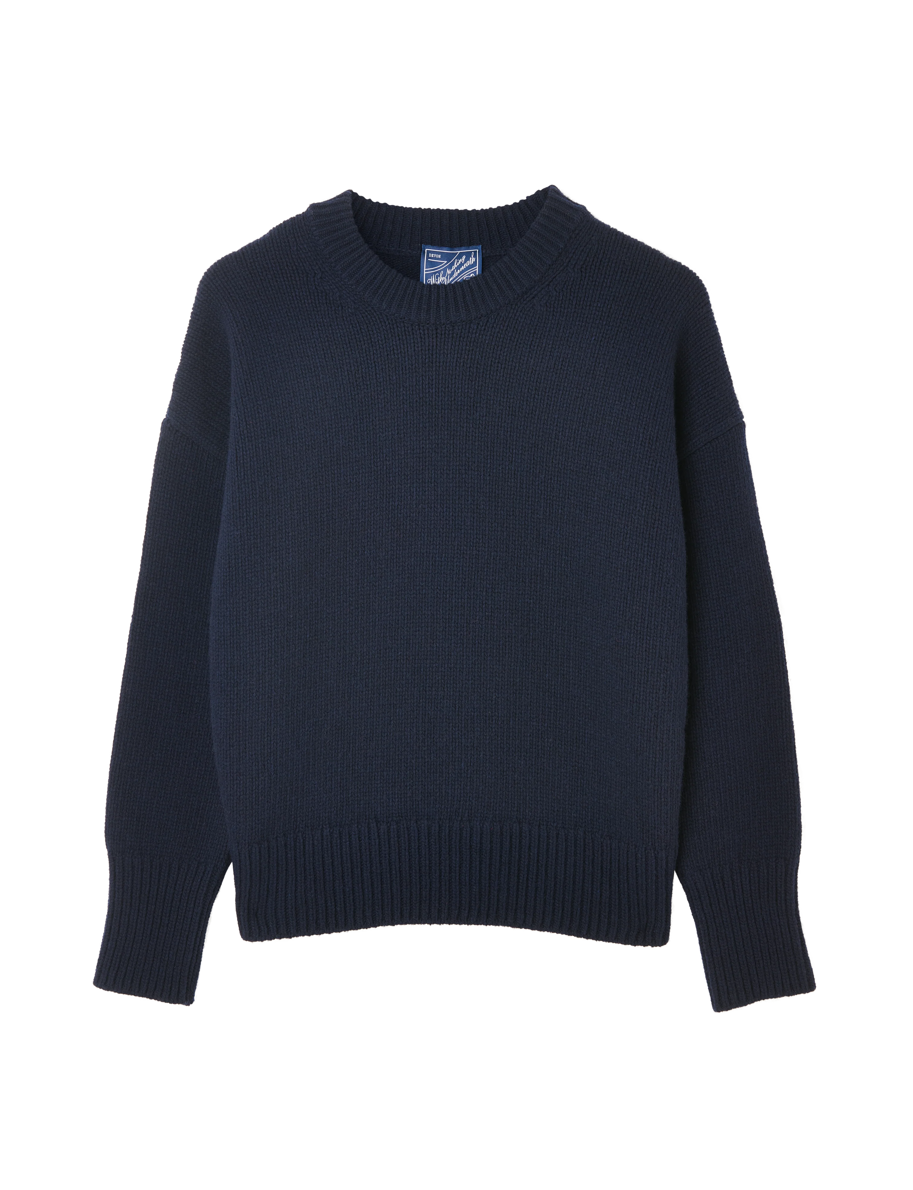 Cornwall Jumper: Wool, Navy Blue - Image 3