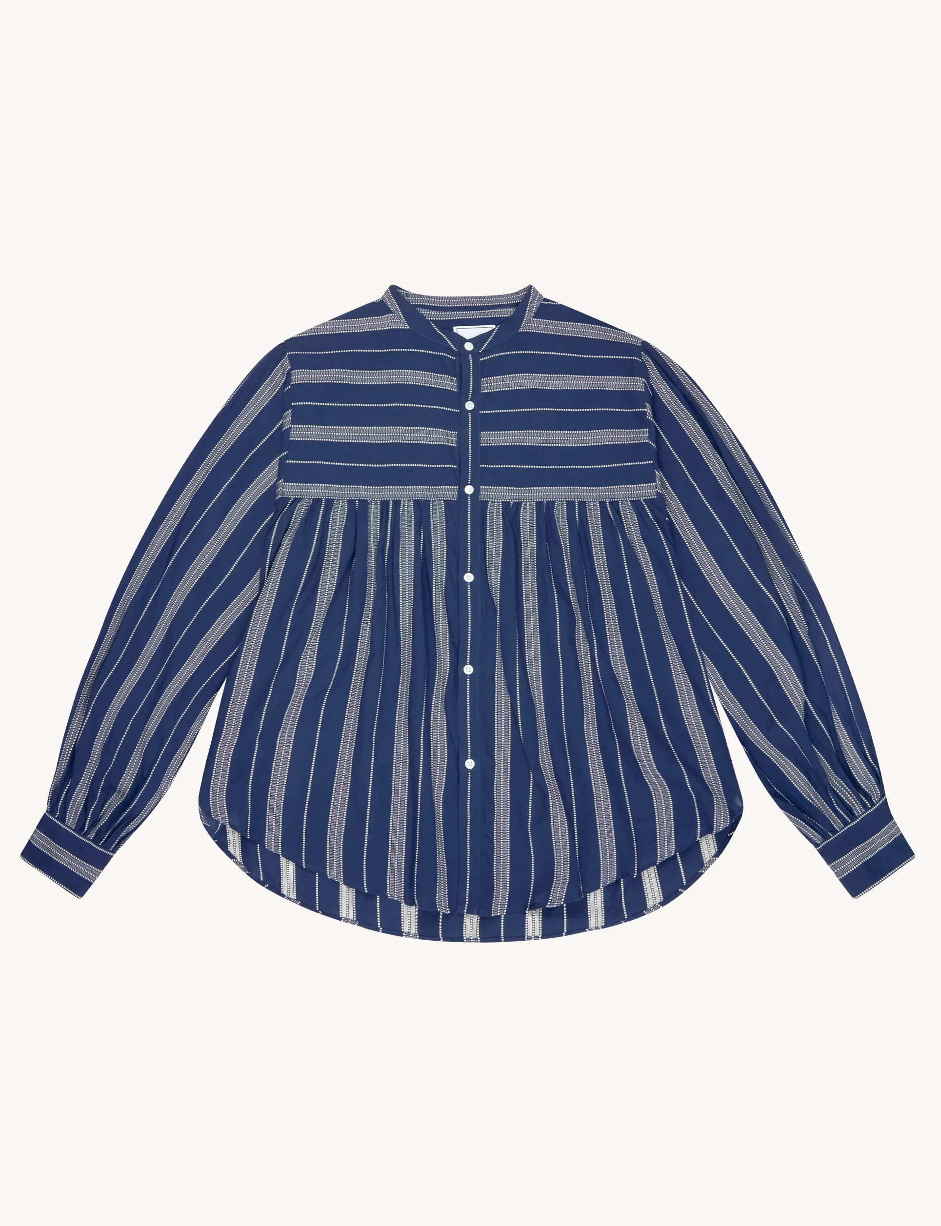 Daphne: Cotton Voile, Navy and White Stripe - Image 3