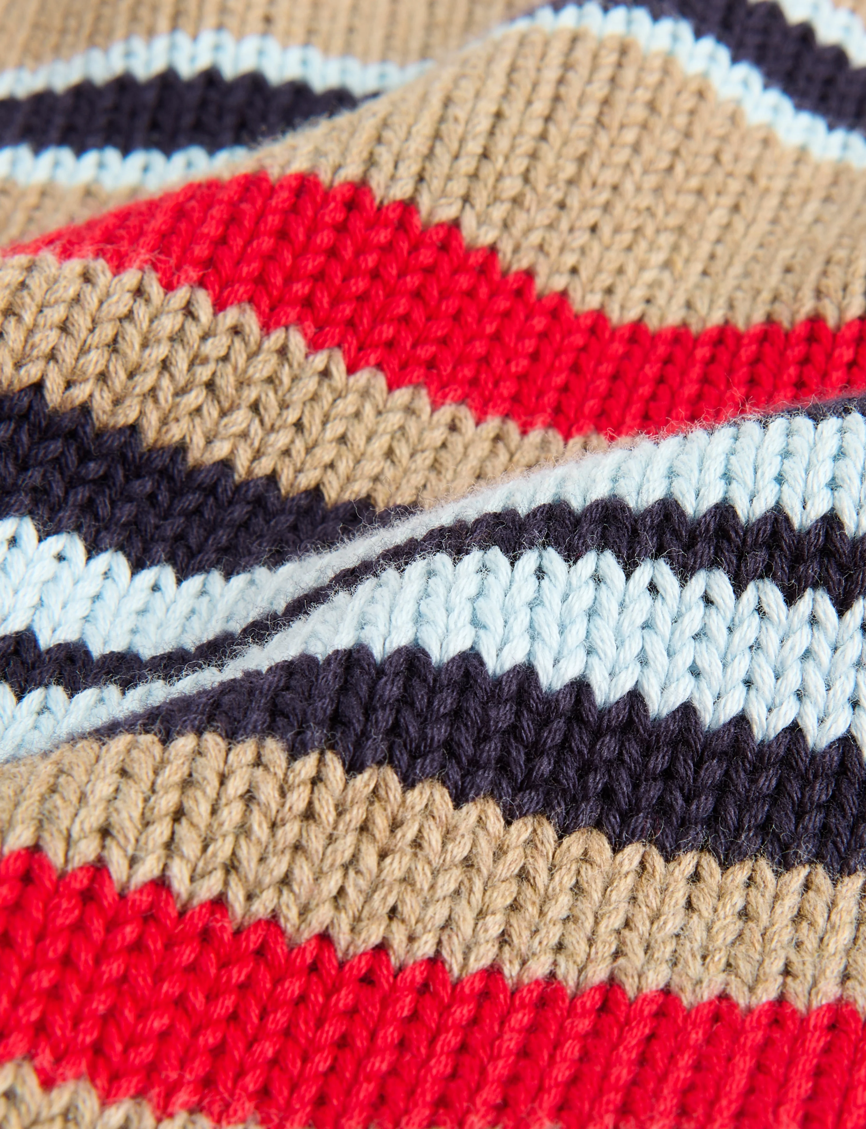 Devon Jumper: Cotton, Sand and Poppy Multi Stripe - Image 3