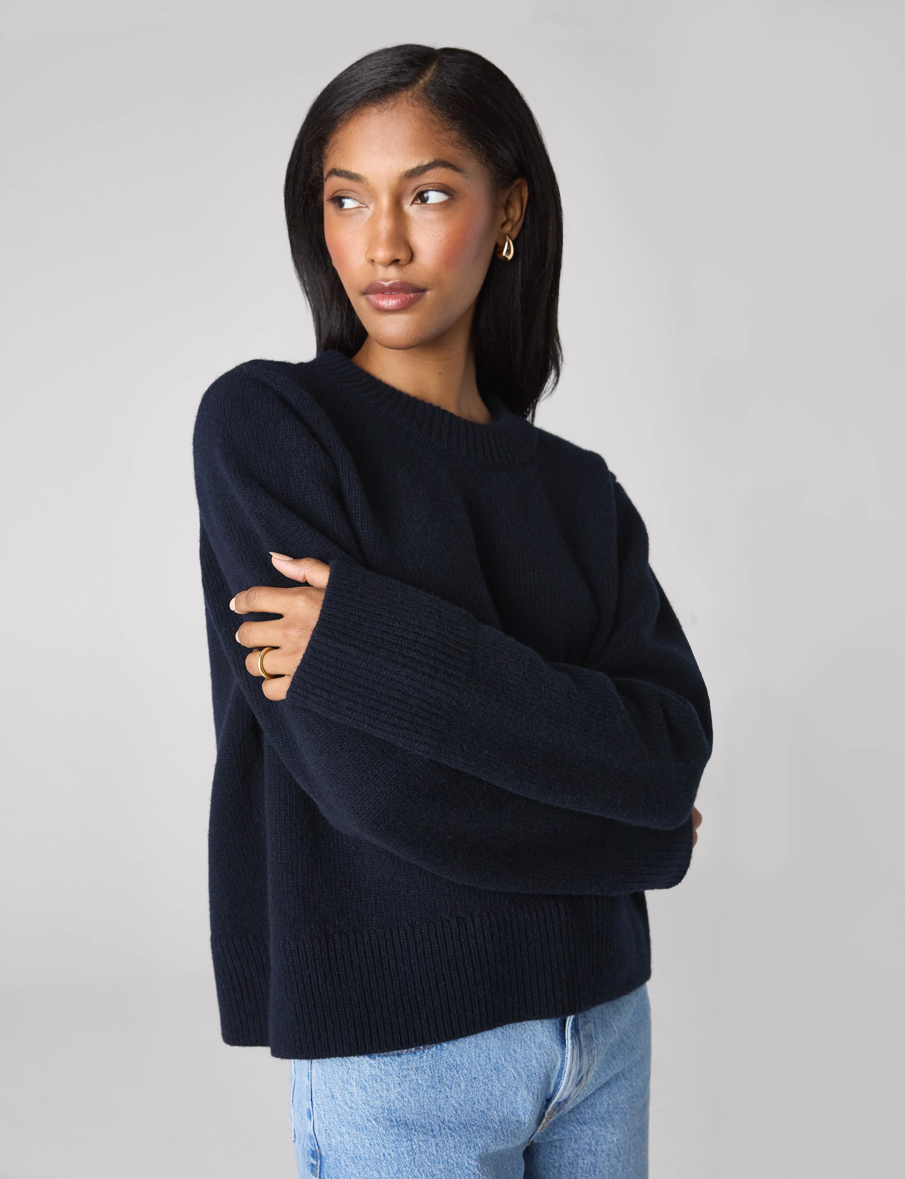 Devon Jumper: Wool, Navy Blue - Image 6