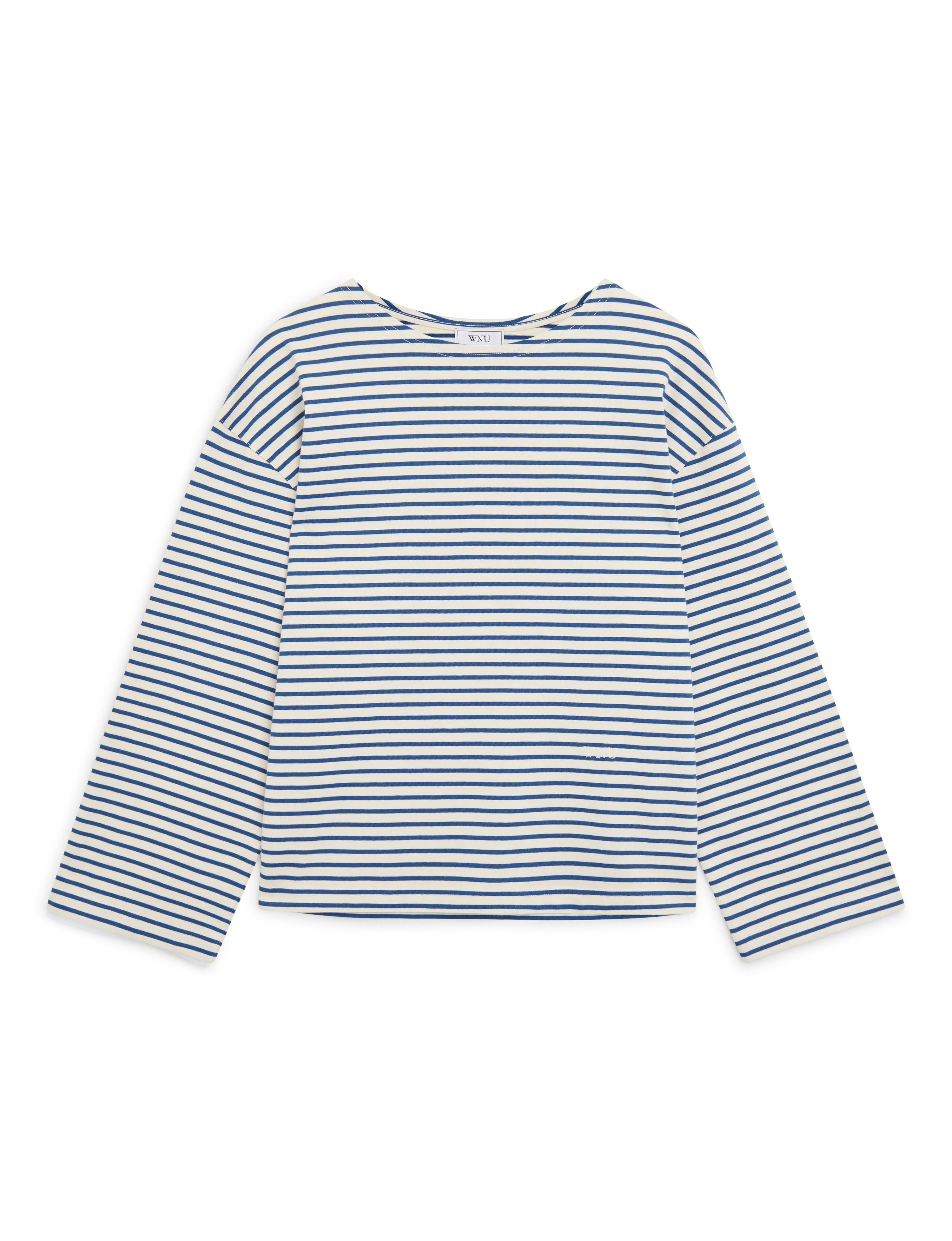Harbour Breton: Cotton Jersey, Ecru and Blue Stripe - Image 3