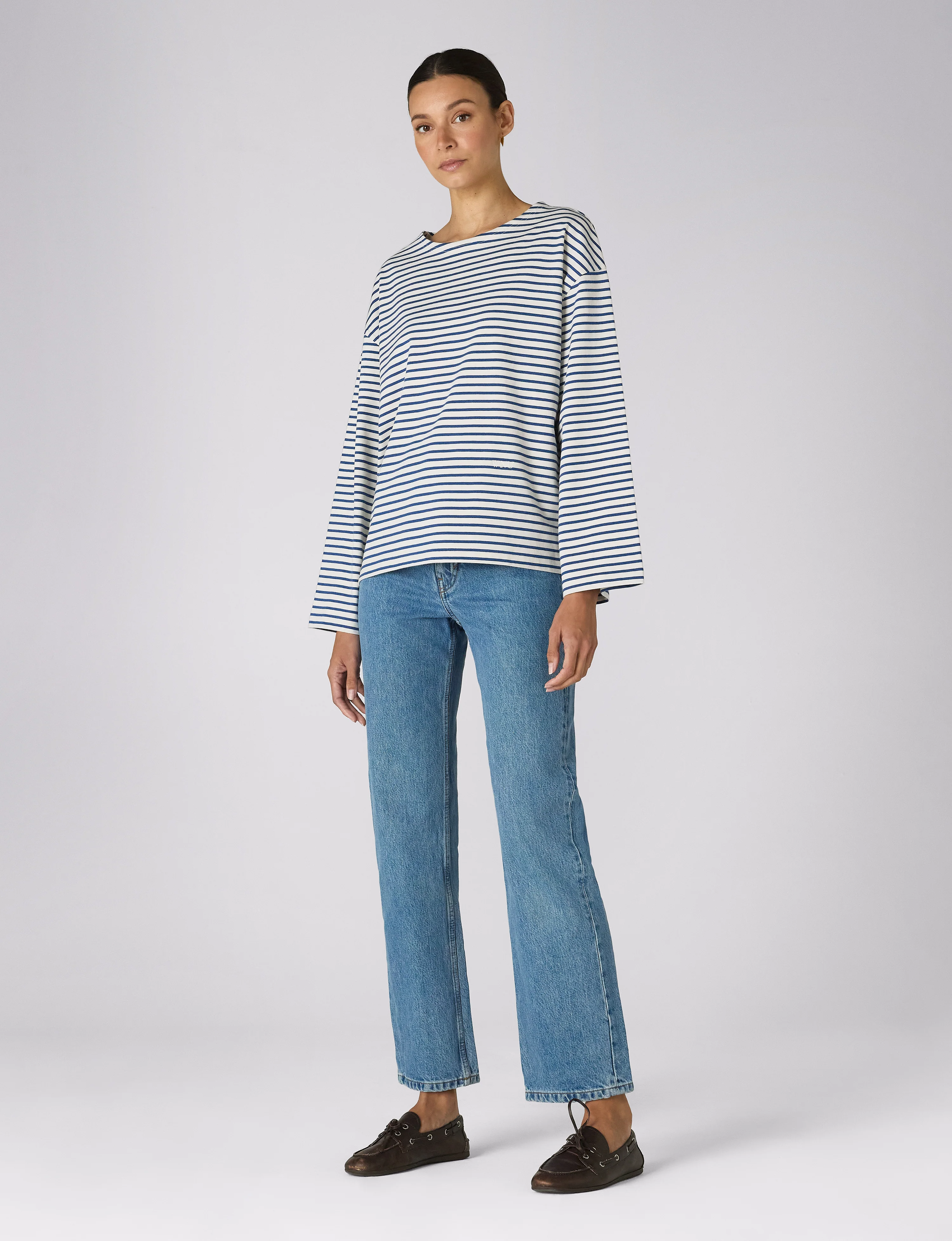 Harbour Breton: Cotton Jersey, Ecru and Blue Stripe - Image 4