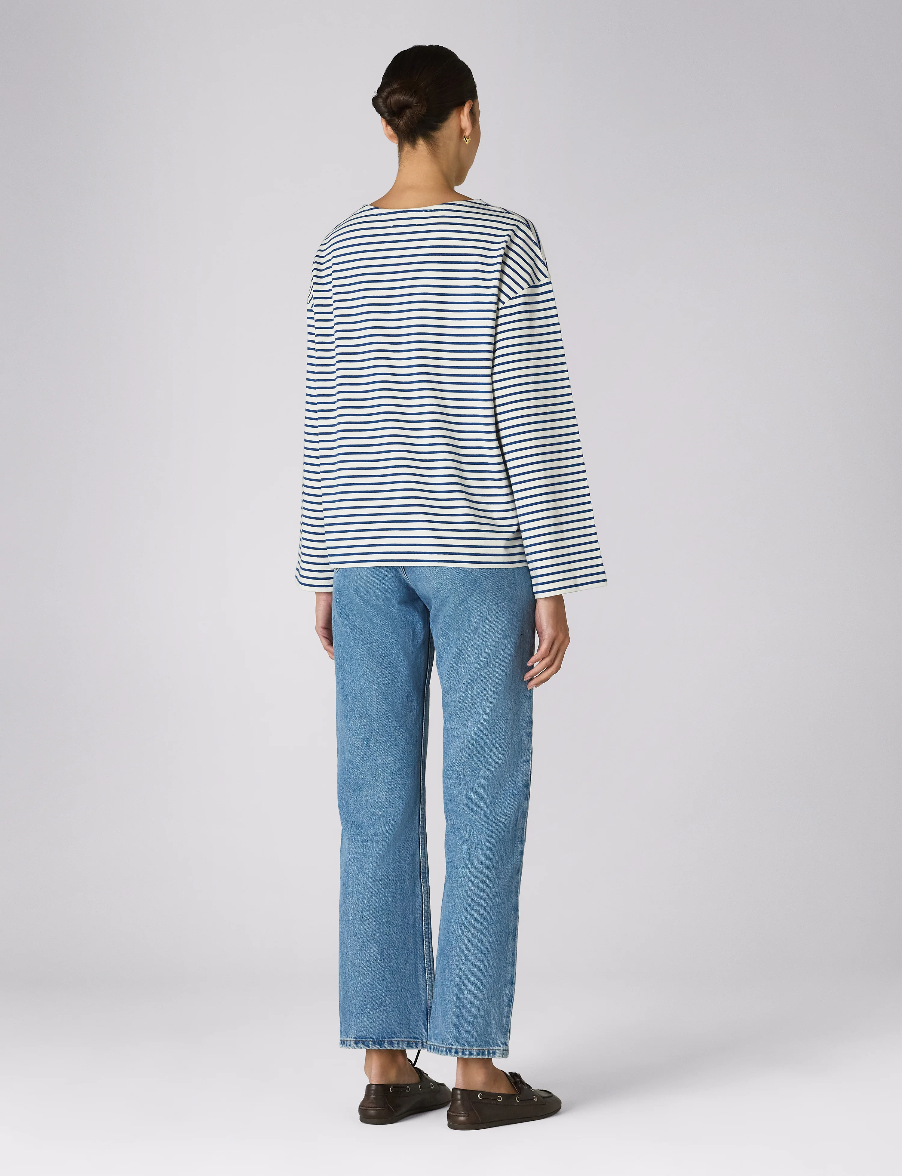 Harbour Breton: Cotton Jersey, Ecru and Blue Stripe - Image 6