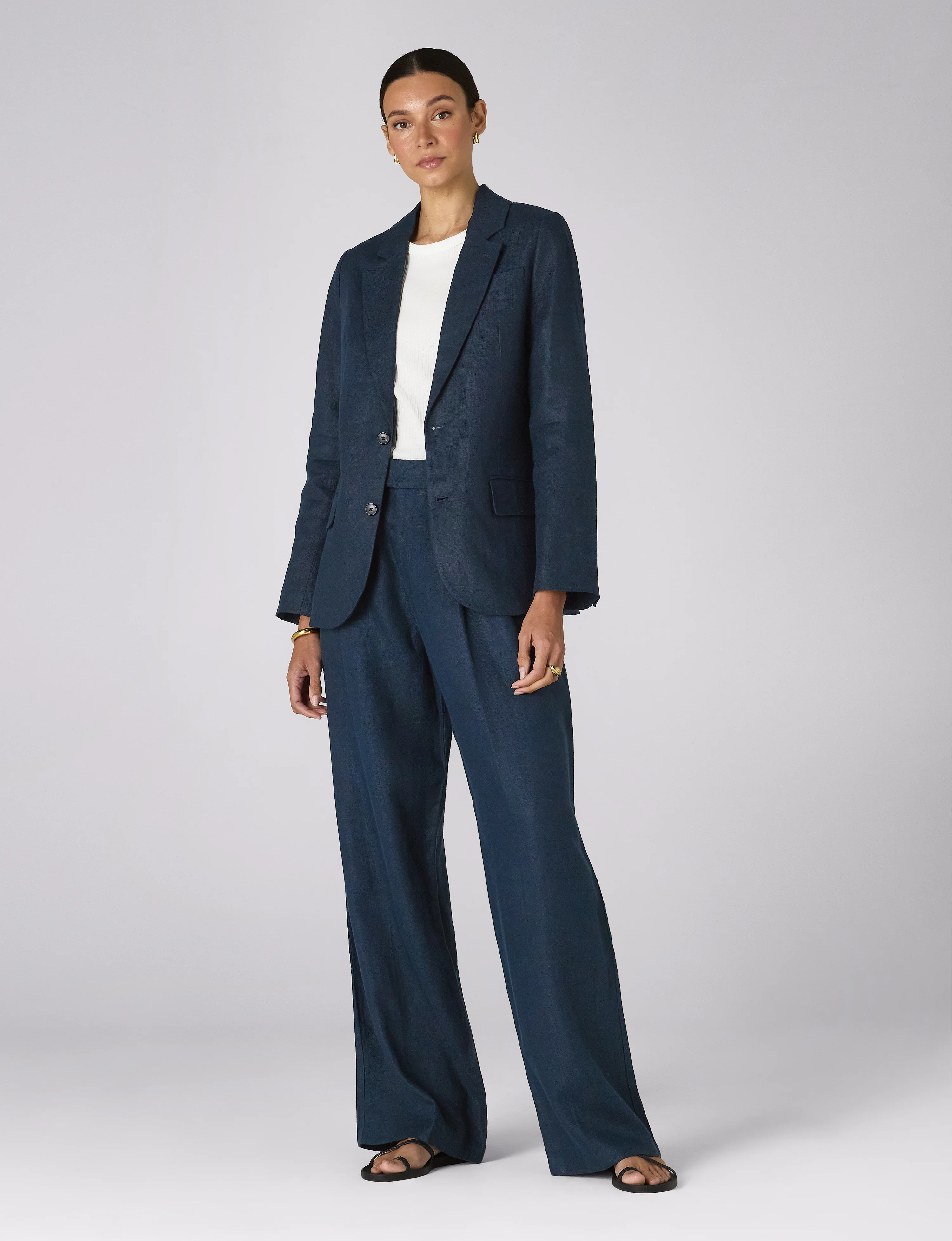 Hutton Blazer: Linen, Navy Blue - Image 4