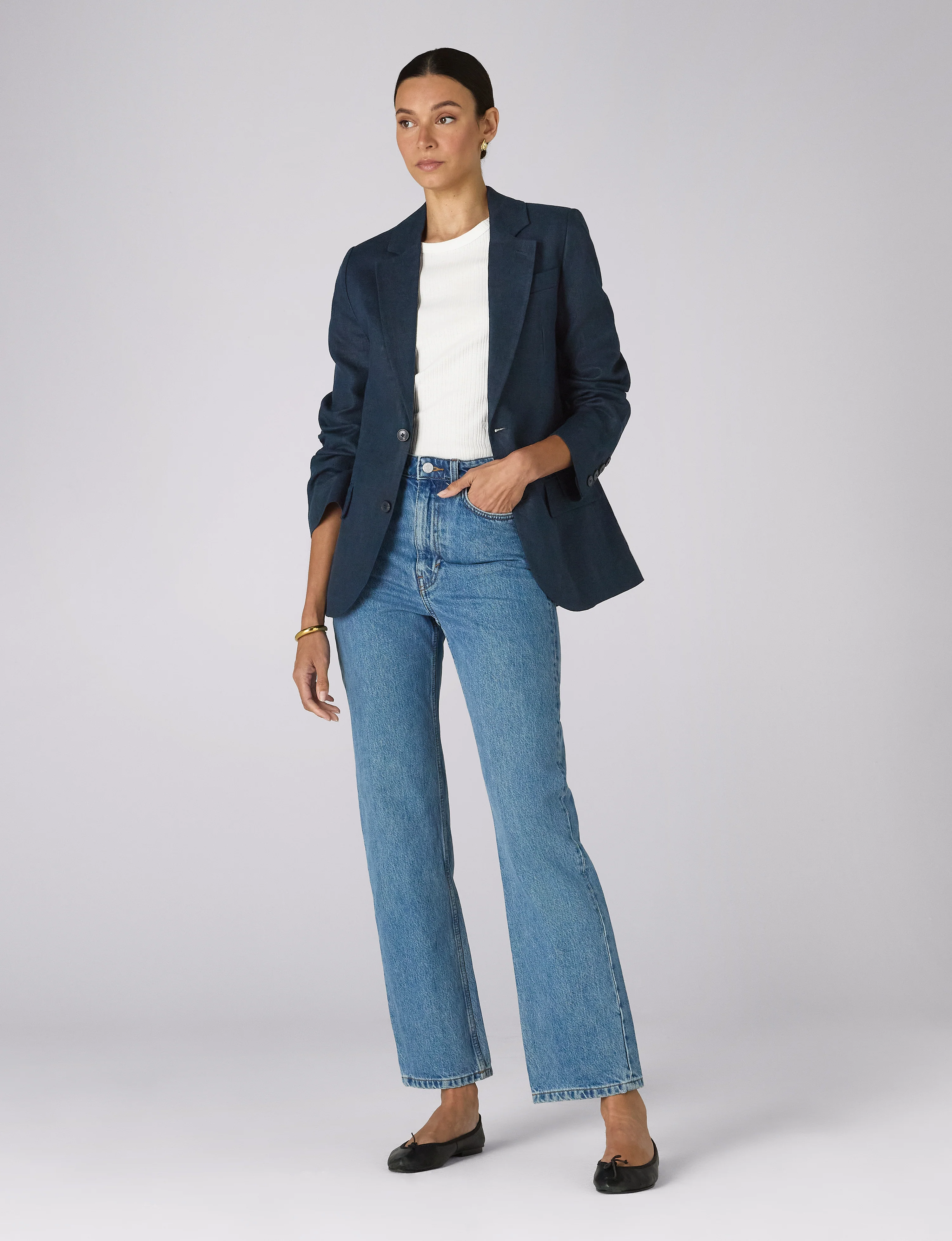 Hutton Blazer: Linen, Navy Blue - Image 5