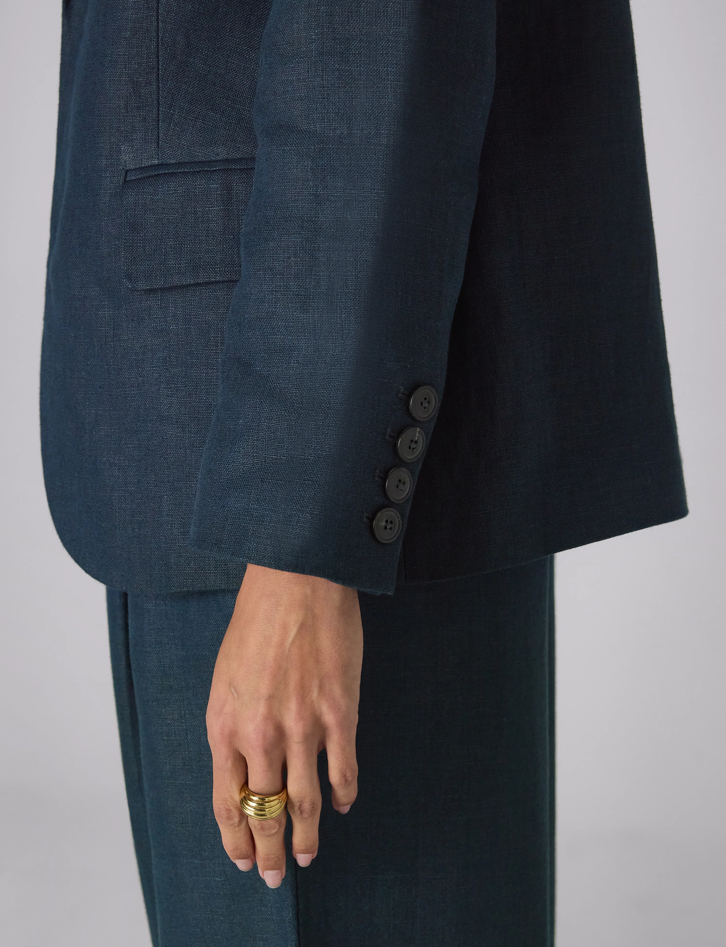 Hutton Blazer: Linen, Navy Blue - Image 6