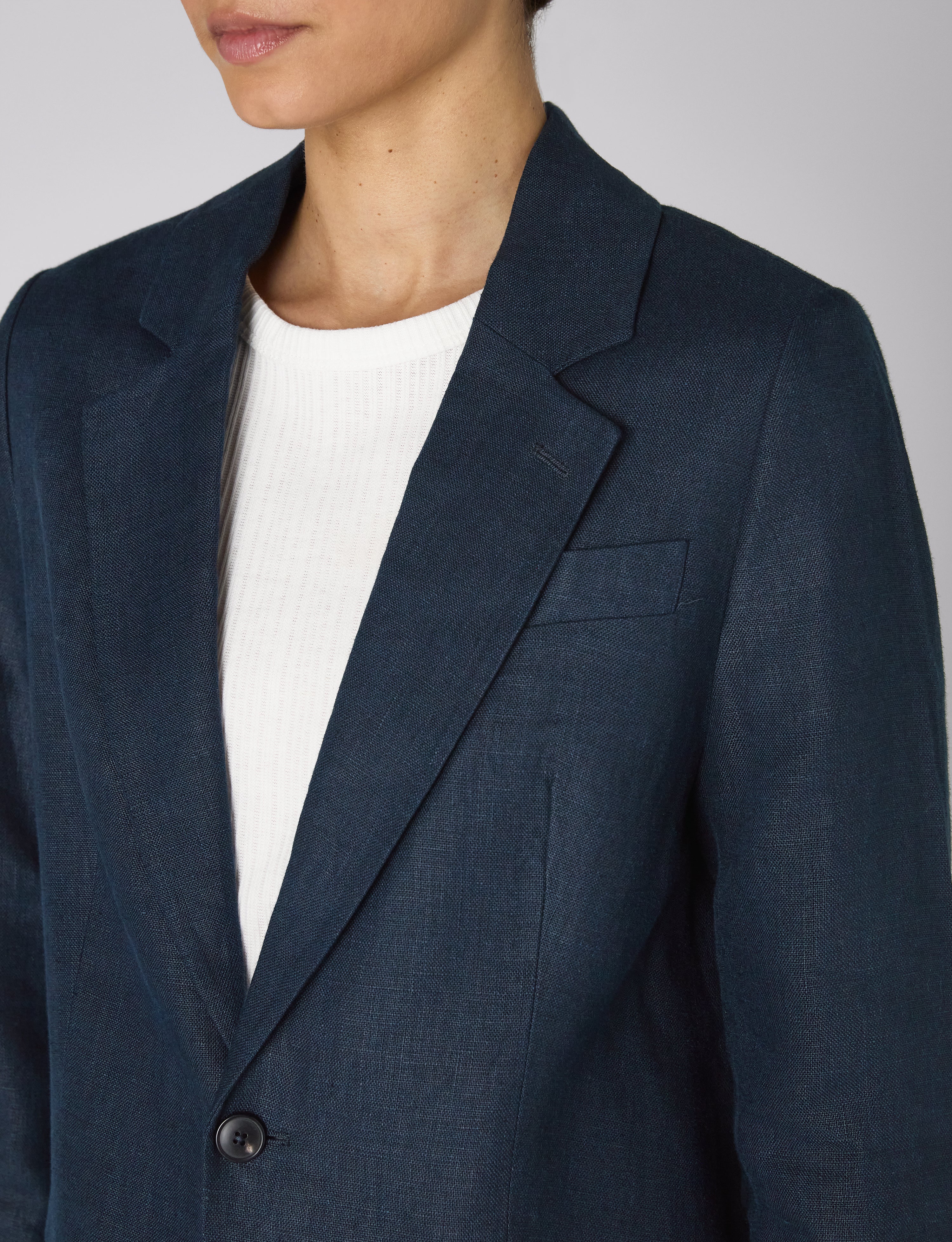 Hutton Blazer: Linen, Navy Blue - Image 7