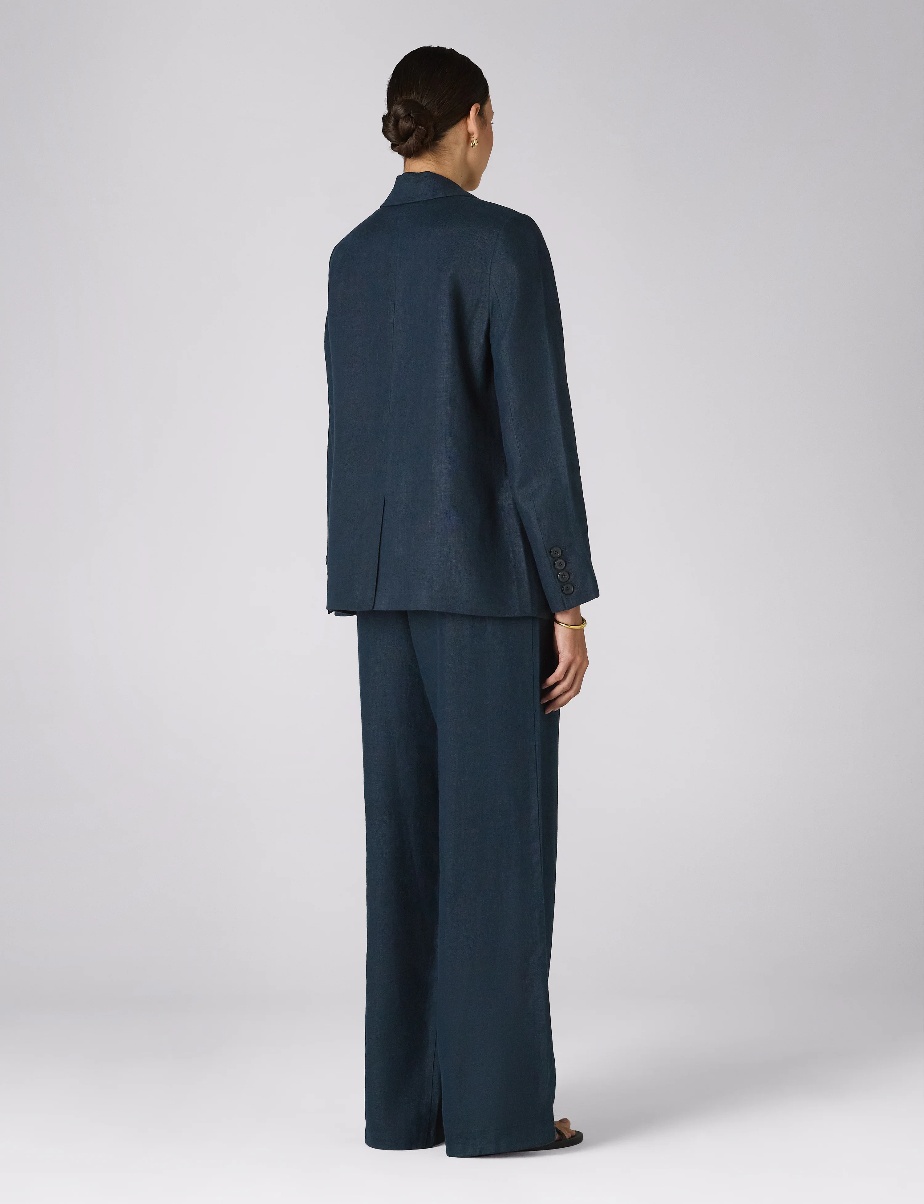 Hutton Blazer: Linen, Navy Blue - Image 8