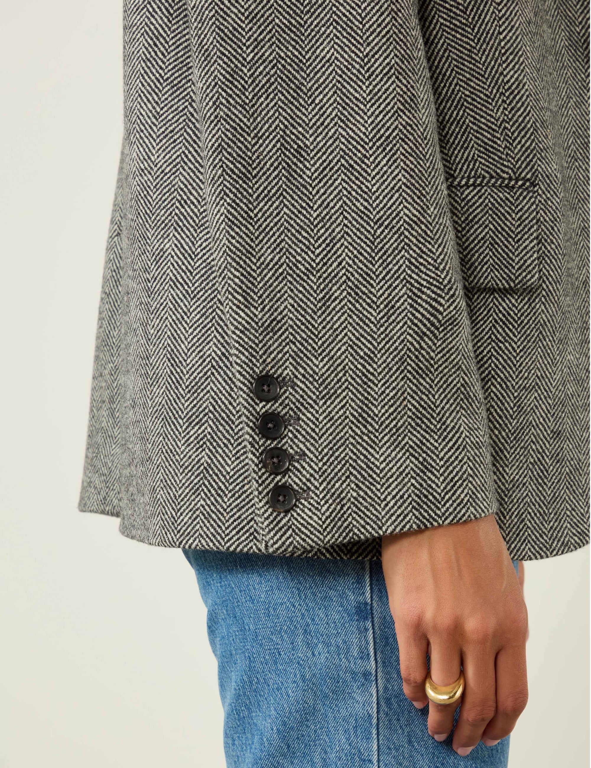 Hutton Blazer: Wool, Grey Herringbone - Image 7