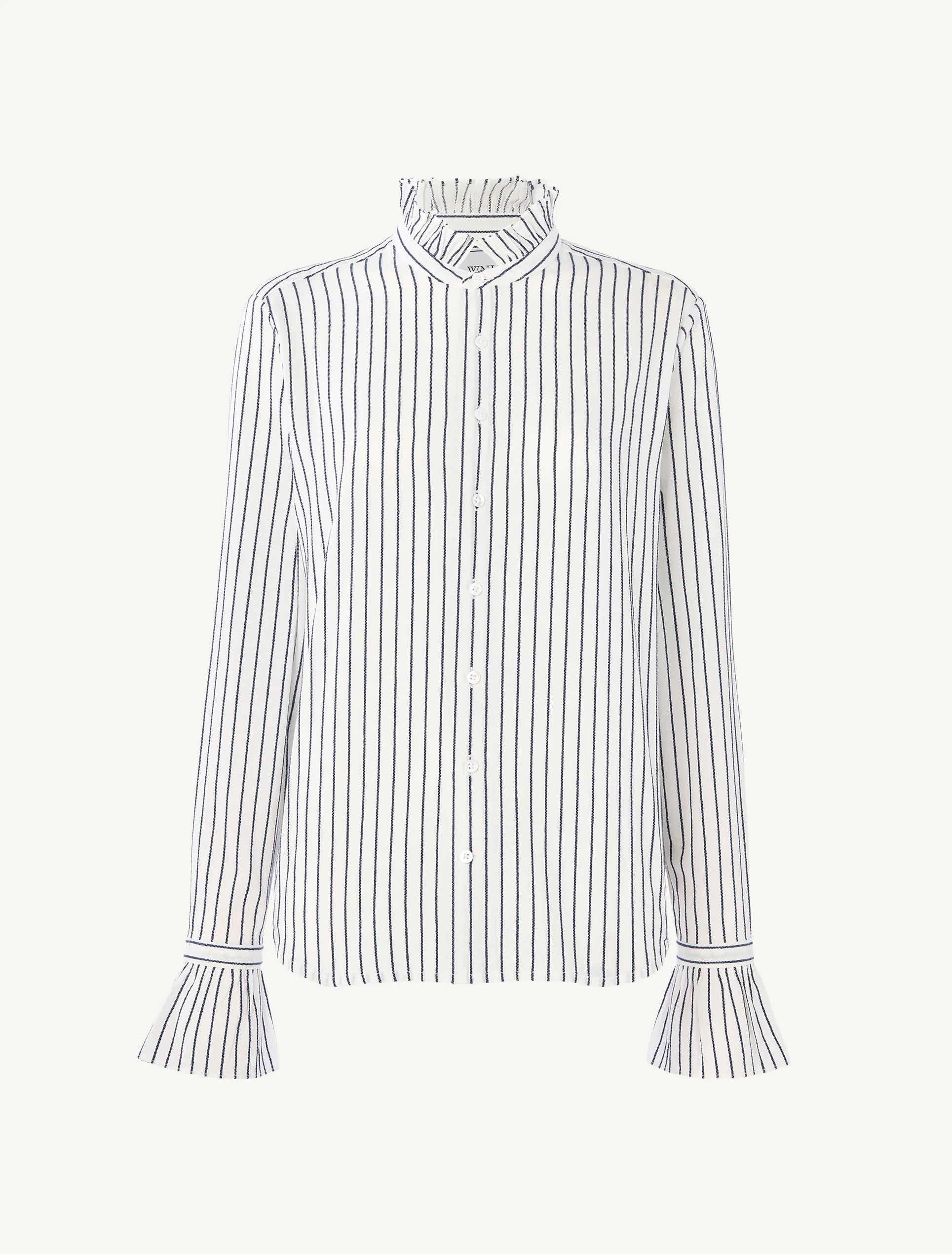Kew Blouse: Cotton Voile, White with Navy Stripes - Image 3