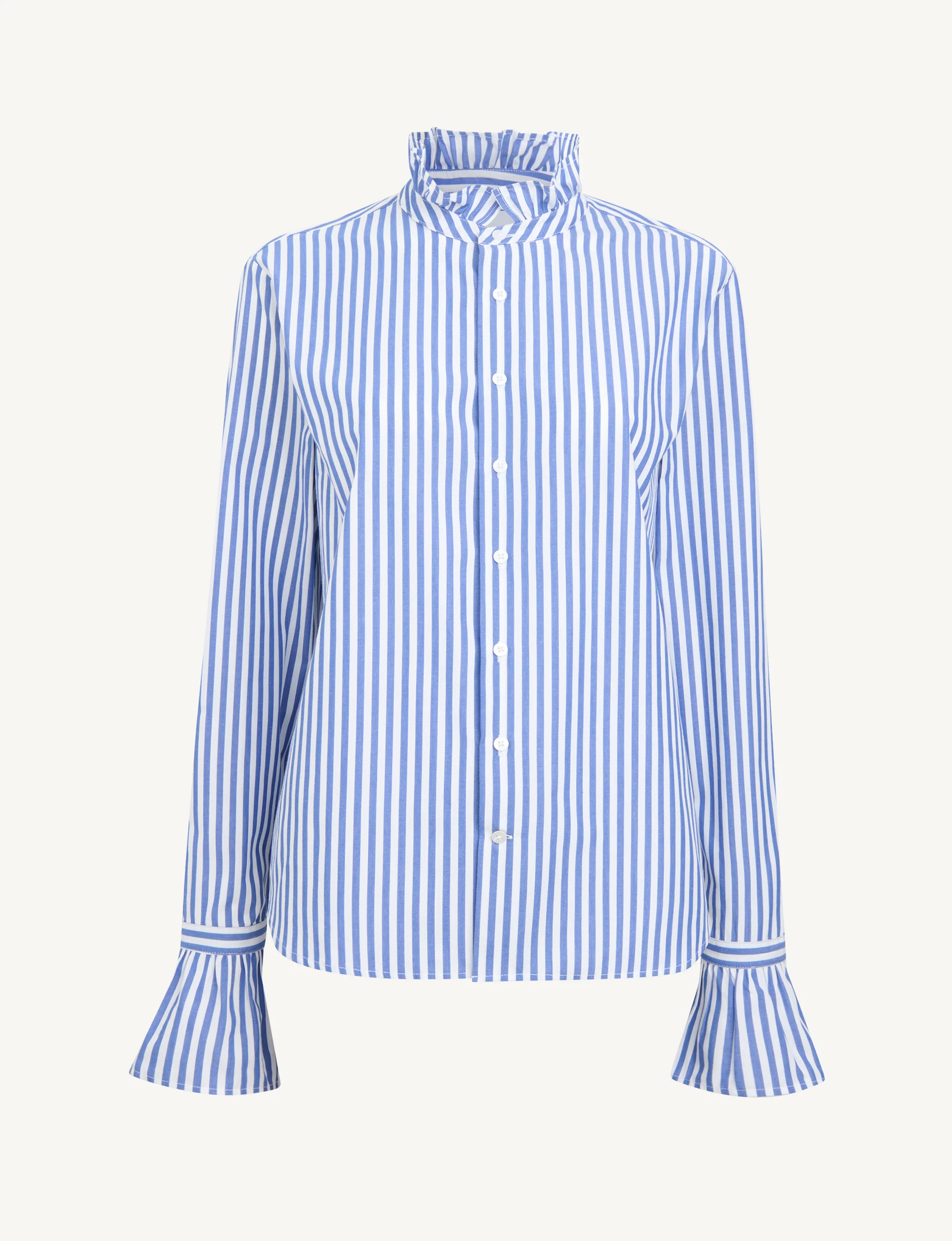 Kew Blouse: Fine Poplin, Royal Blue Stripe - Image 3