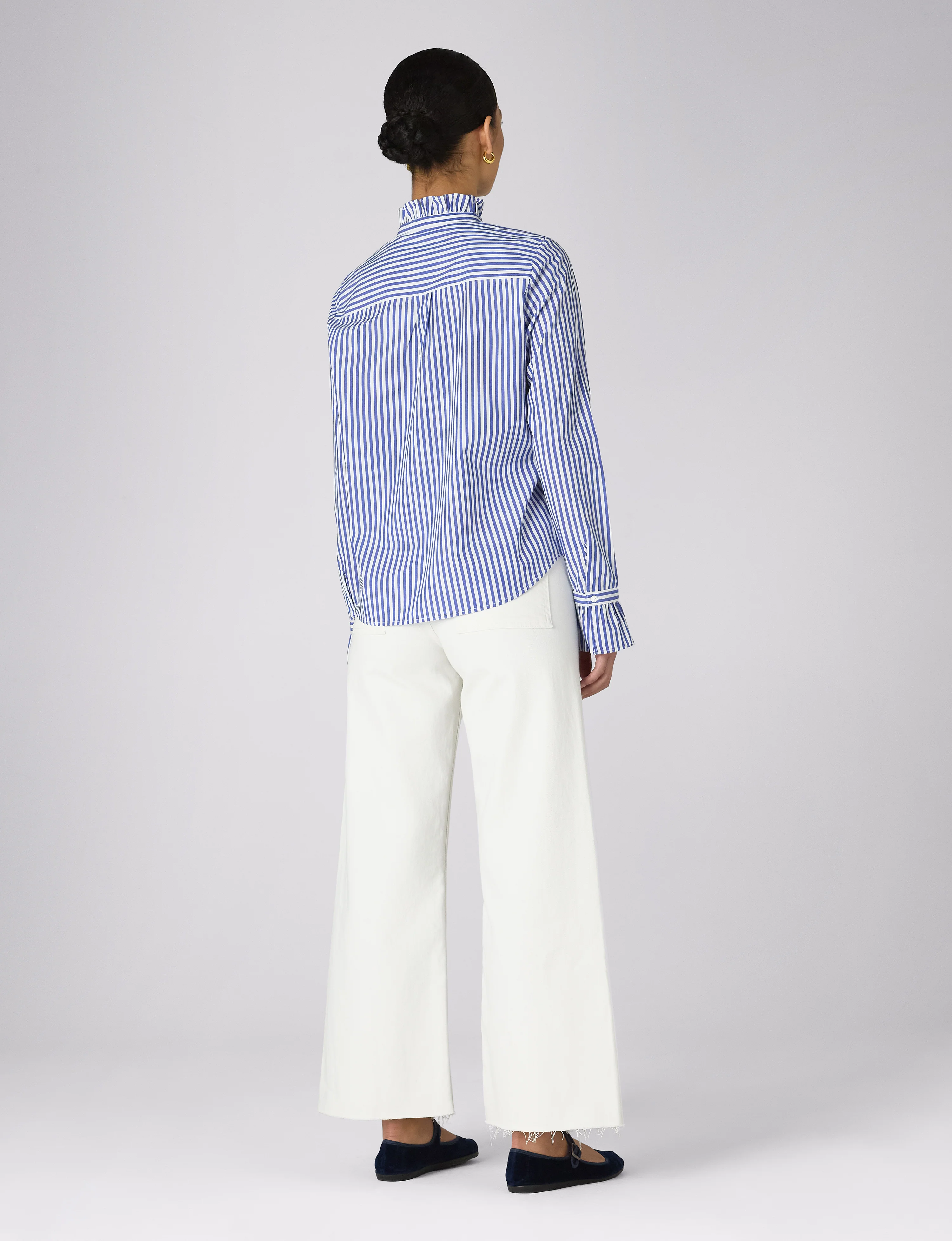 Kew Blouse: Fine Poplin, Royal Blue Stripe - Image 6