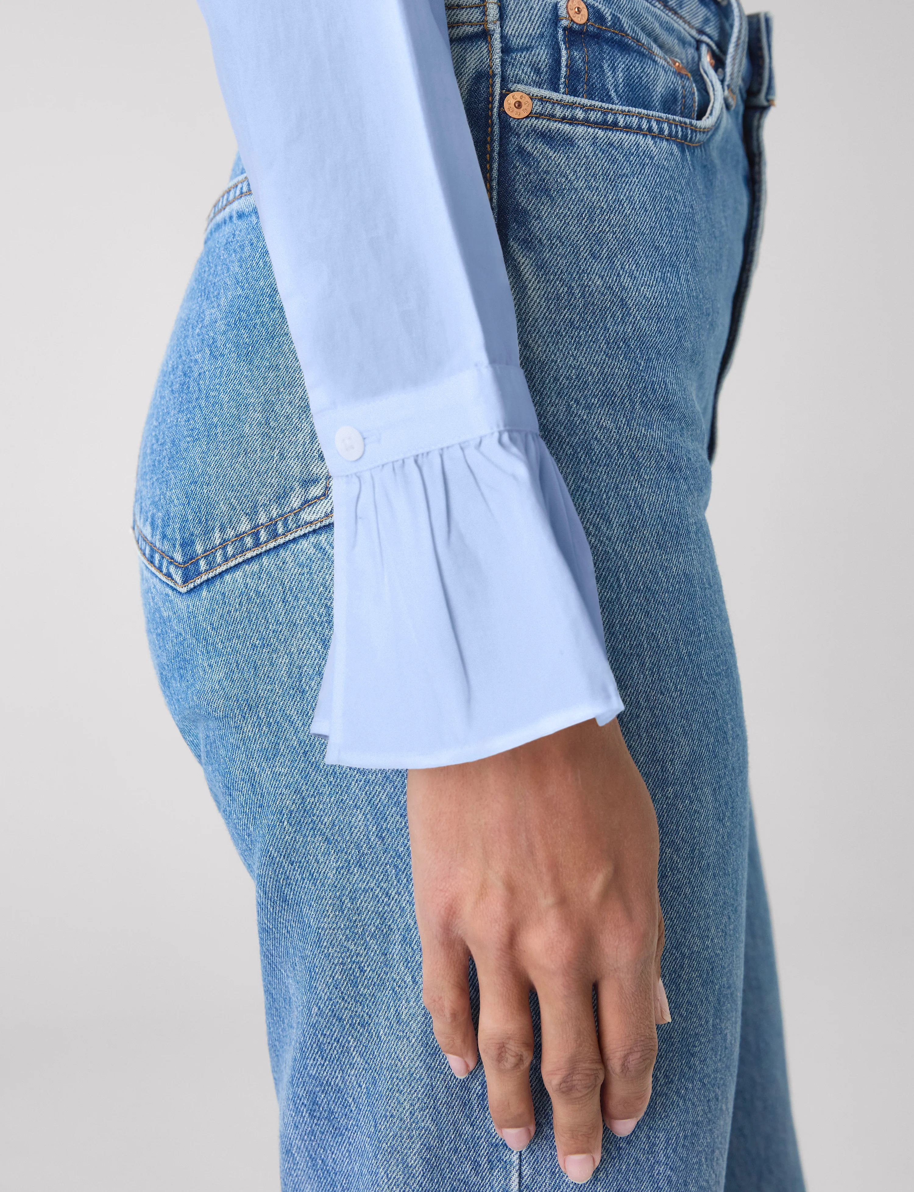 Kew Blouse: Fine Poplin, Sky Blue - Image 5