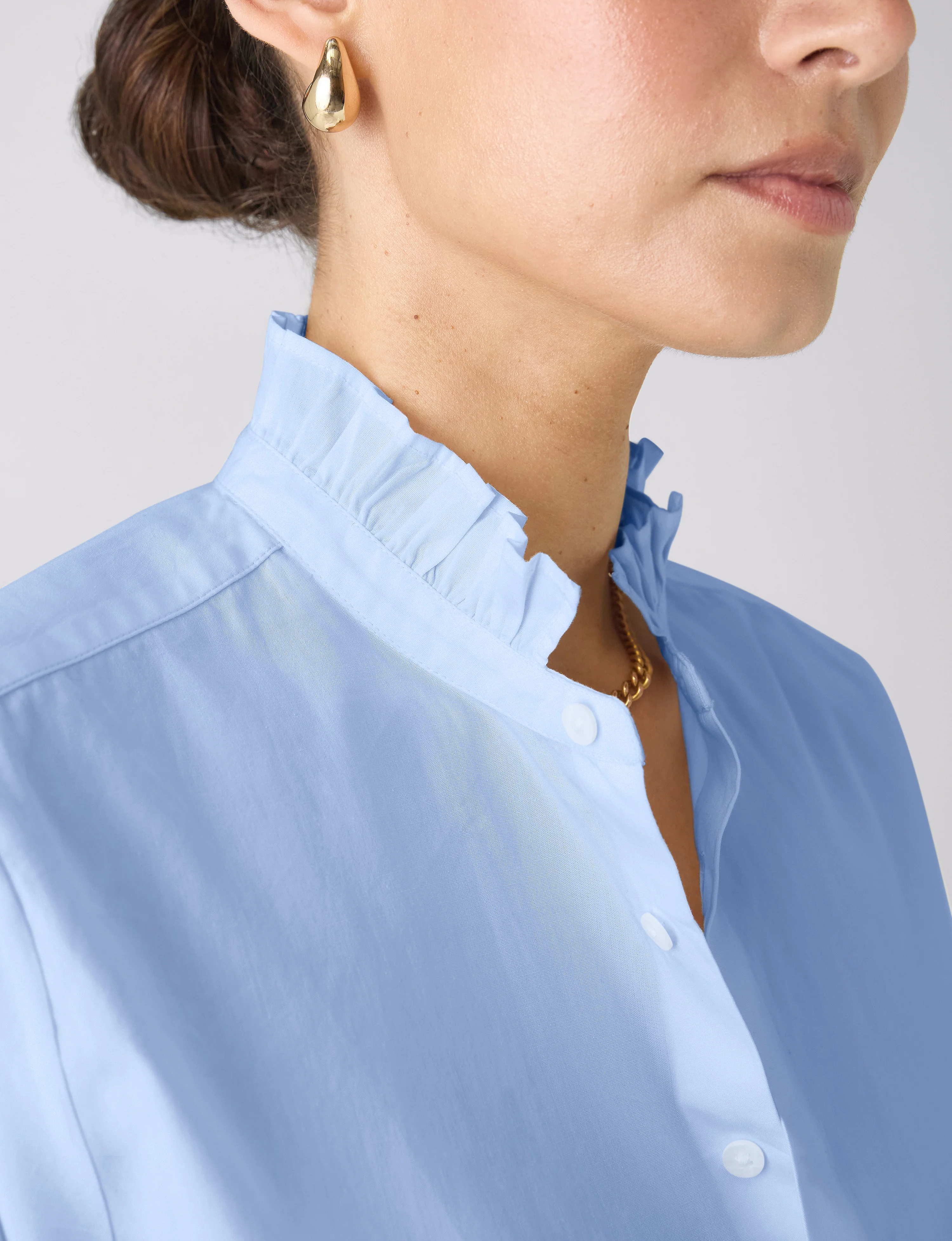 Kew Blouse: Fine Poplin, Sky Blue - Image 6