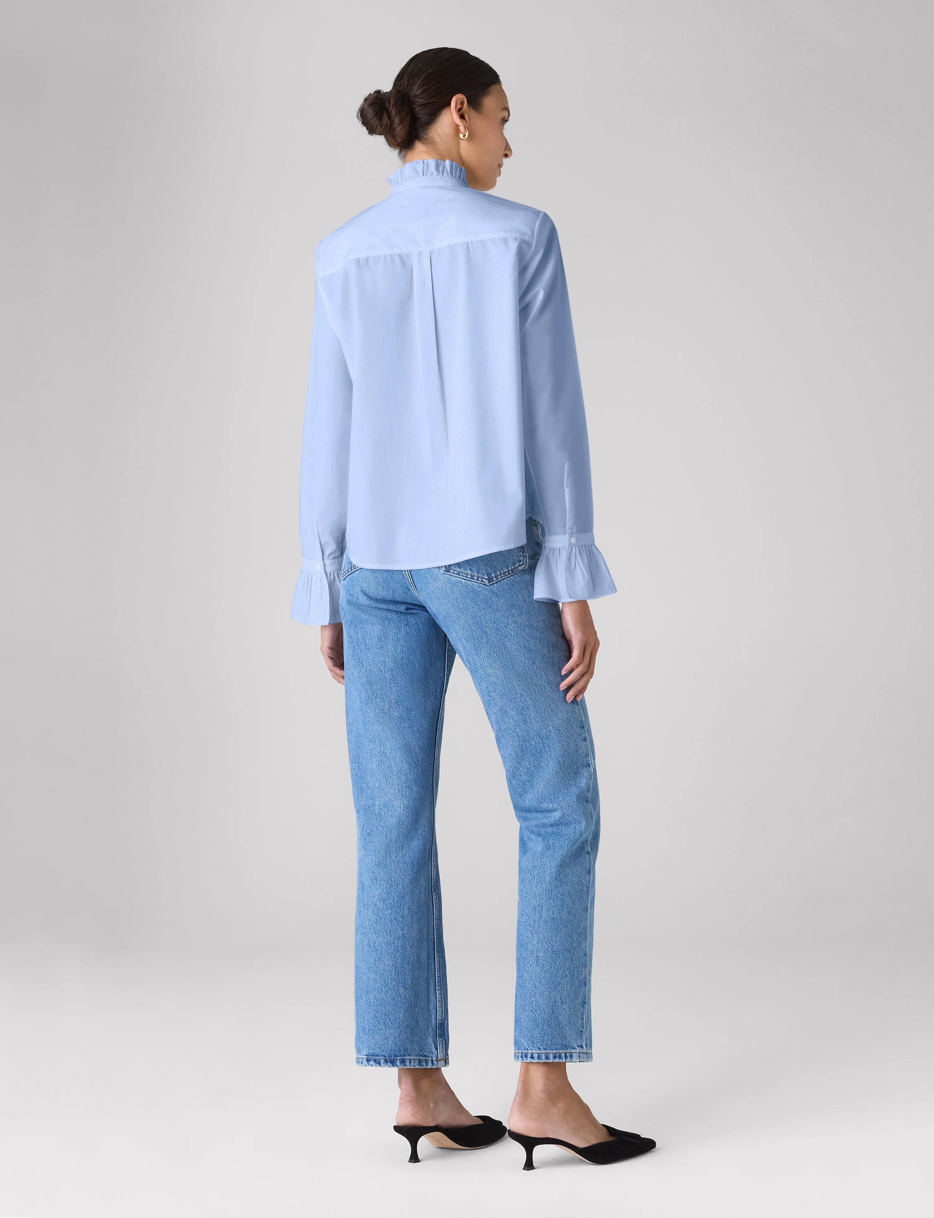 Kew Blouse: Fine Poplin, Sky Blue - Image 7