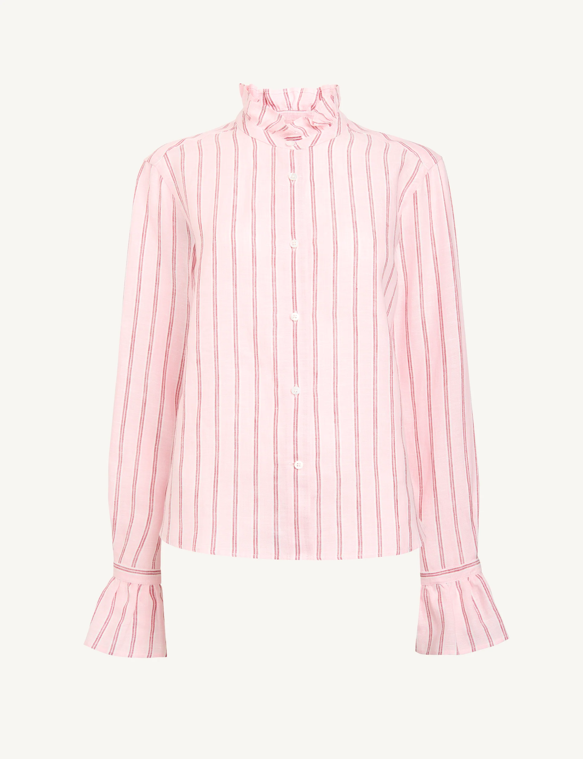 Kew Blouse: Linen, Red and Pink Stripe - Image 3