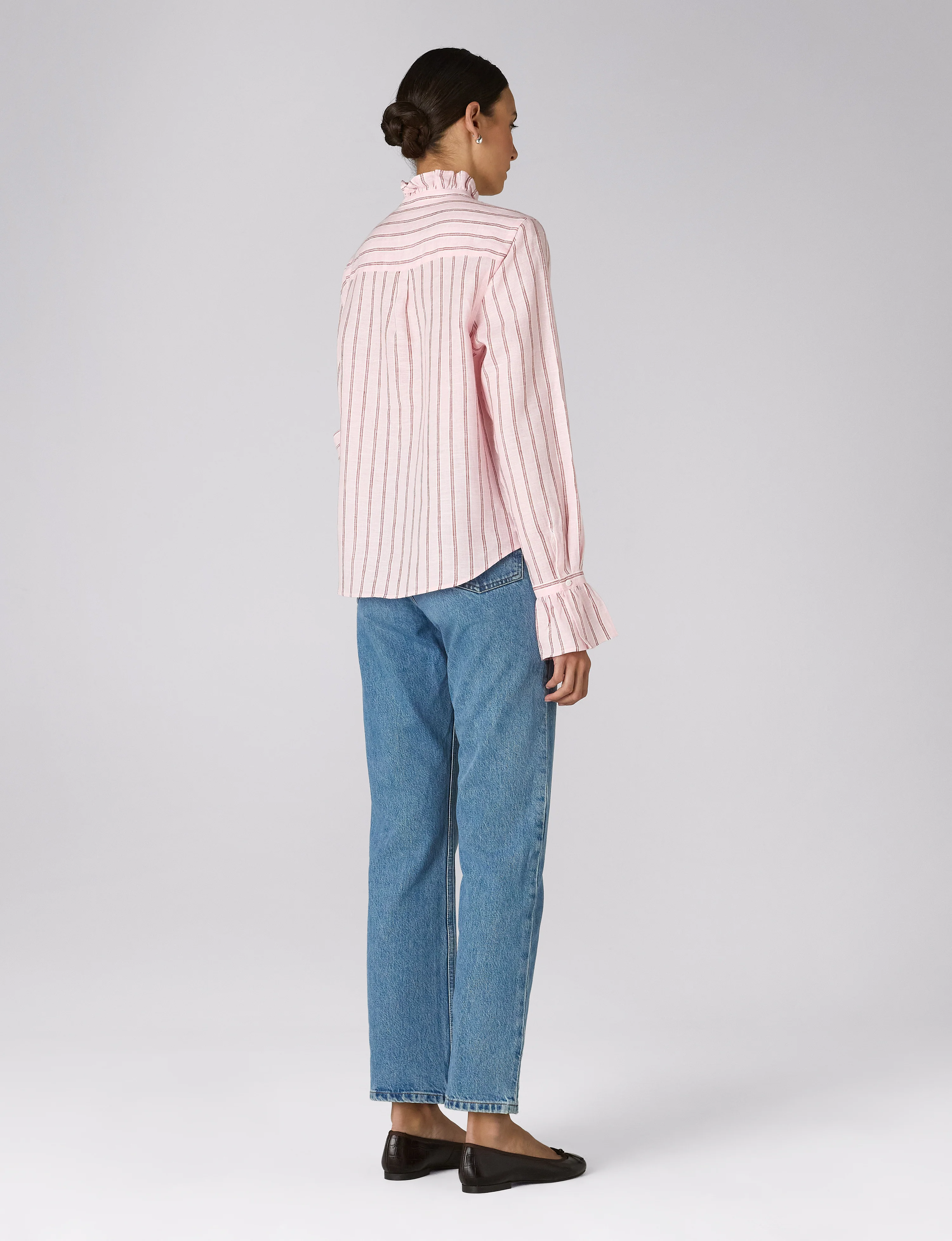 Kew Blouse: Linen, Red and Pink Stripe - Image 6