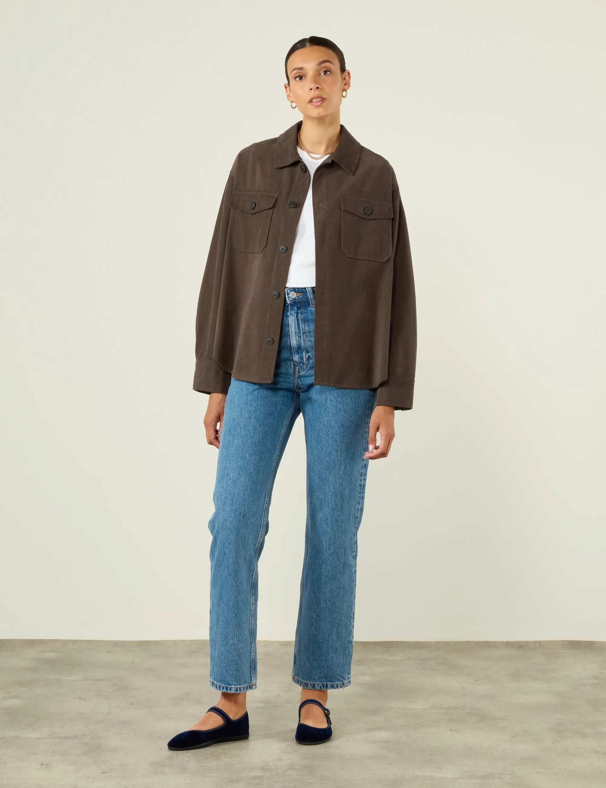 Stow Overshirt: Brushed Twill, Mocha - Image 4