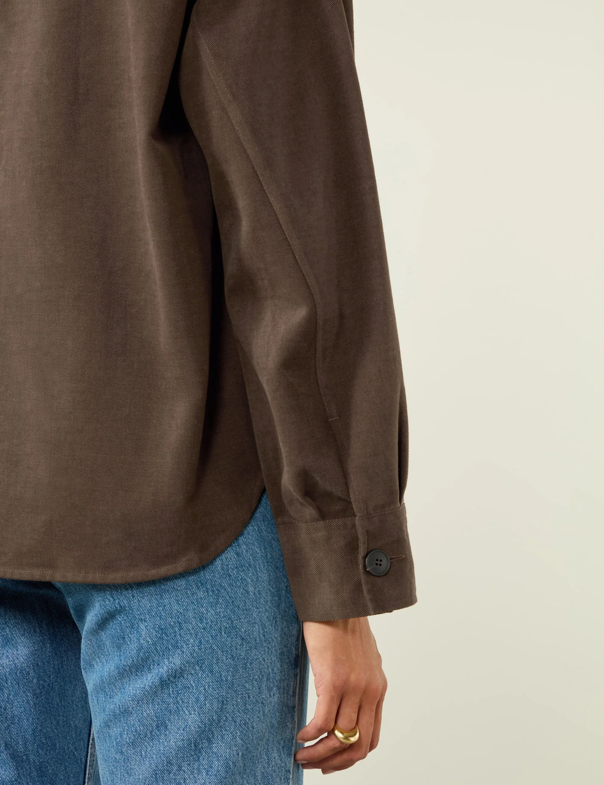 Stow Overshirt: Brushed Twill, Mocha - Image 5