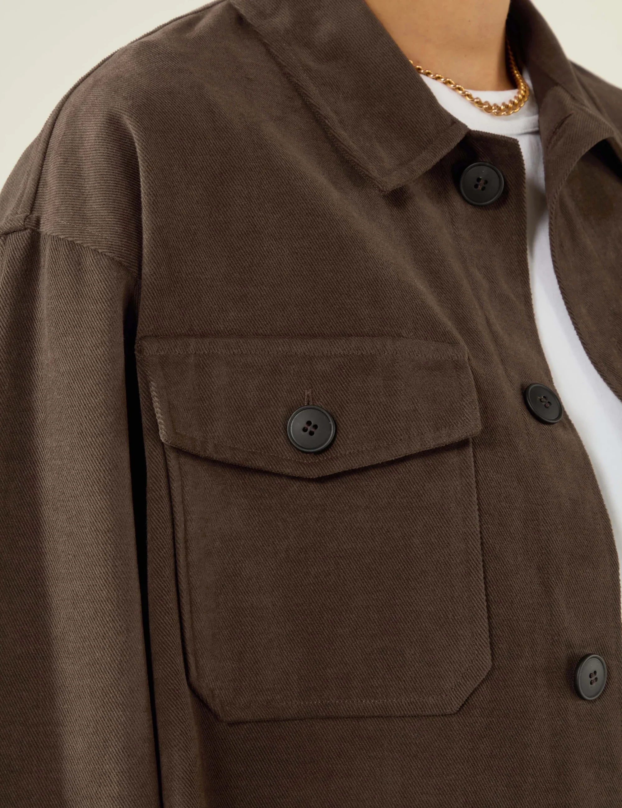Stow Overshirt: Brushed Twill, Mocha - Image 6