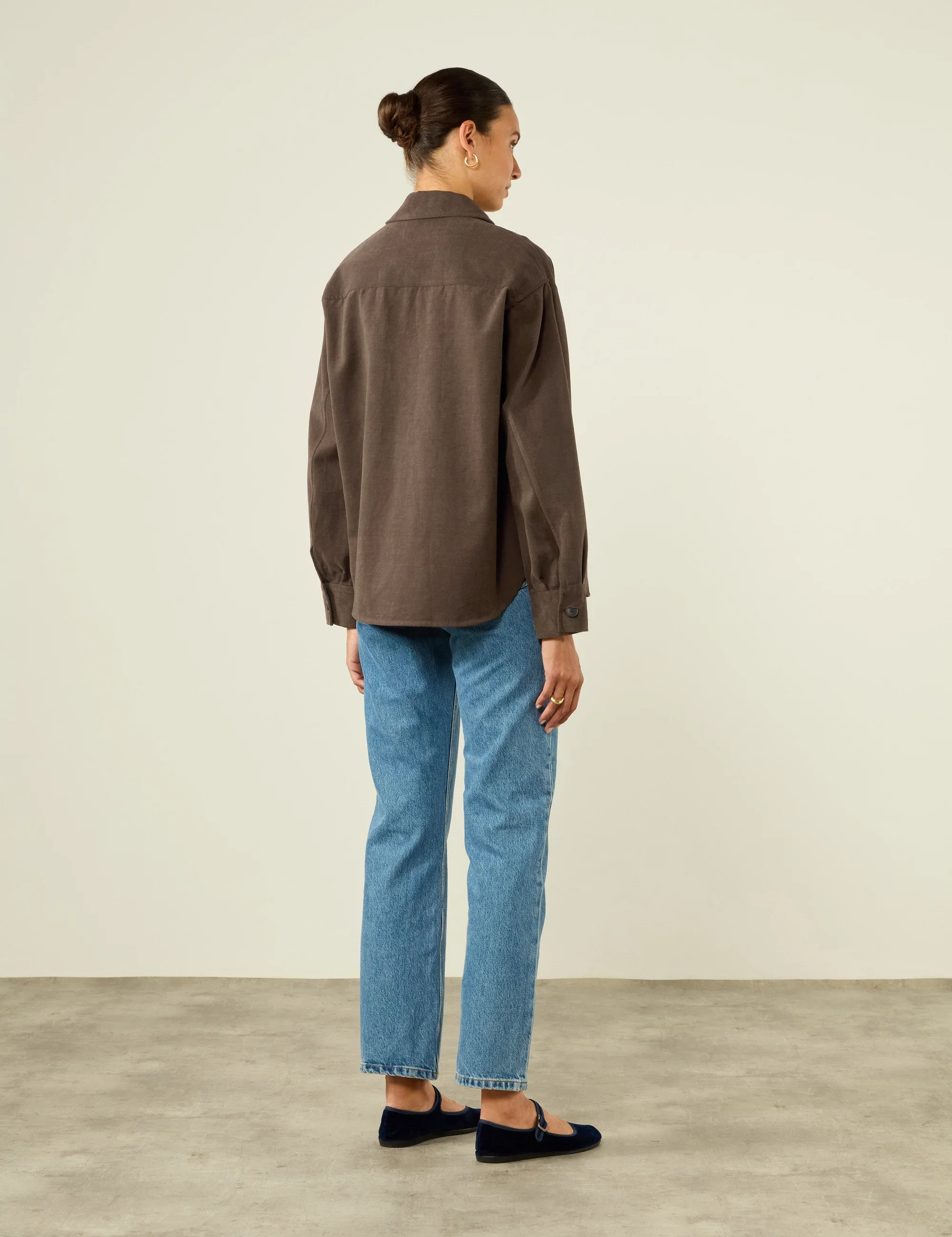 Stow Overshirt: Brushed Twill, Mocha - Image 7