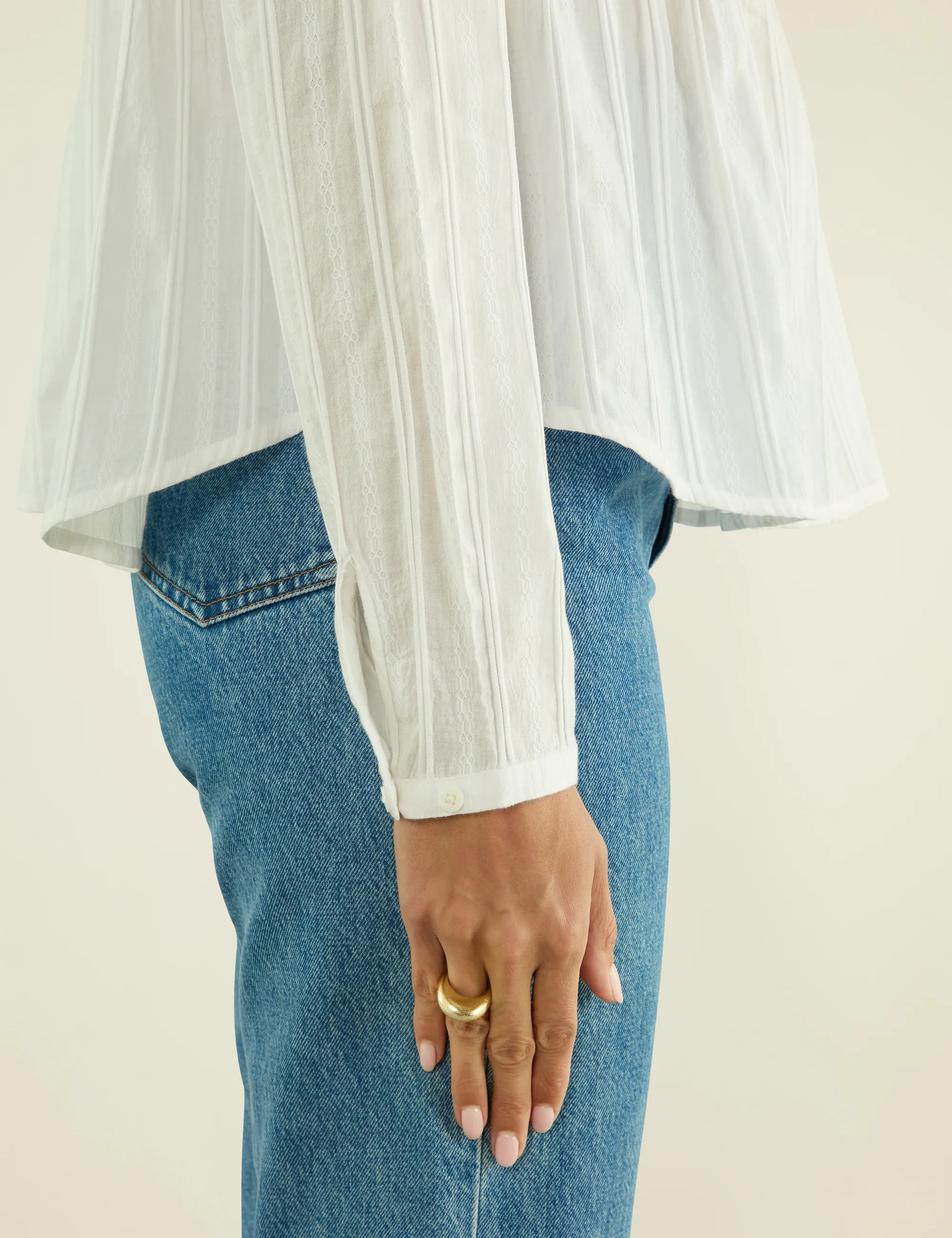 Pimlico Blouse: Cotton Voile, White Double Stripe - Image 7