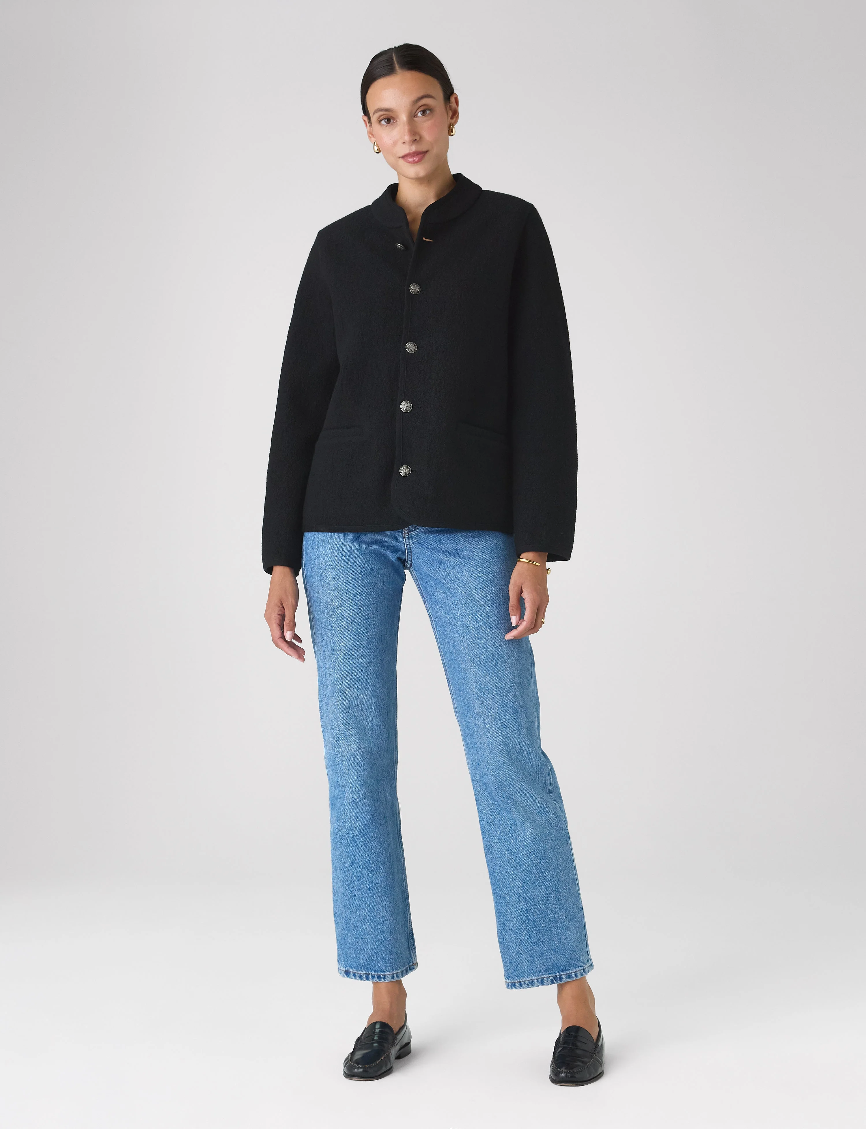 St James Jacket: Boiled Wool, Black - Image 4