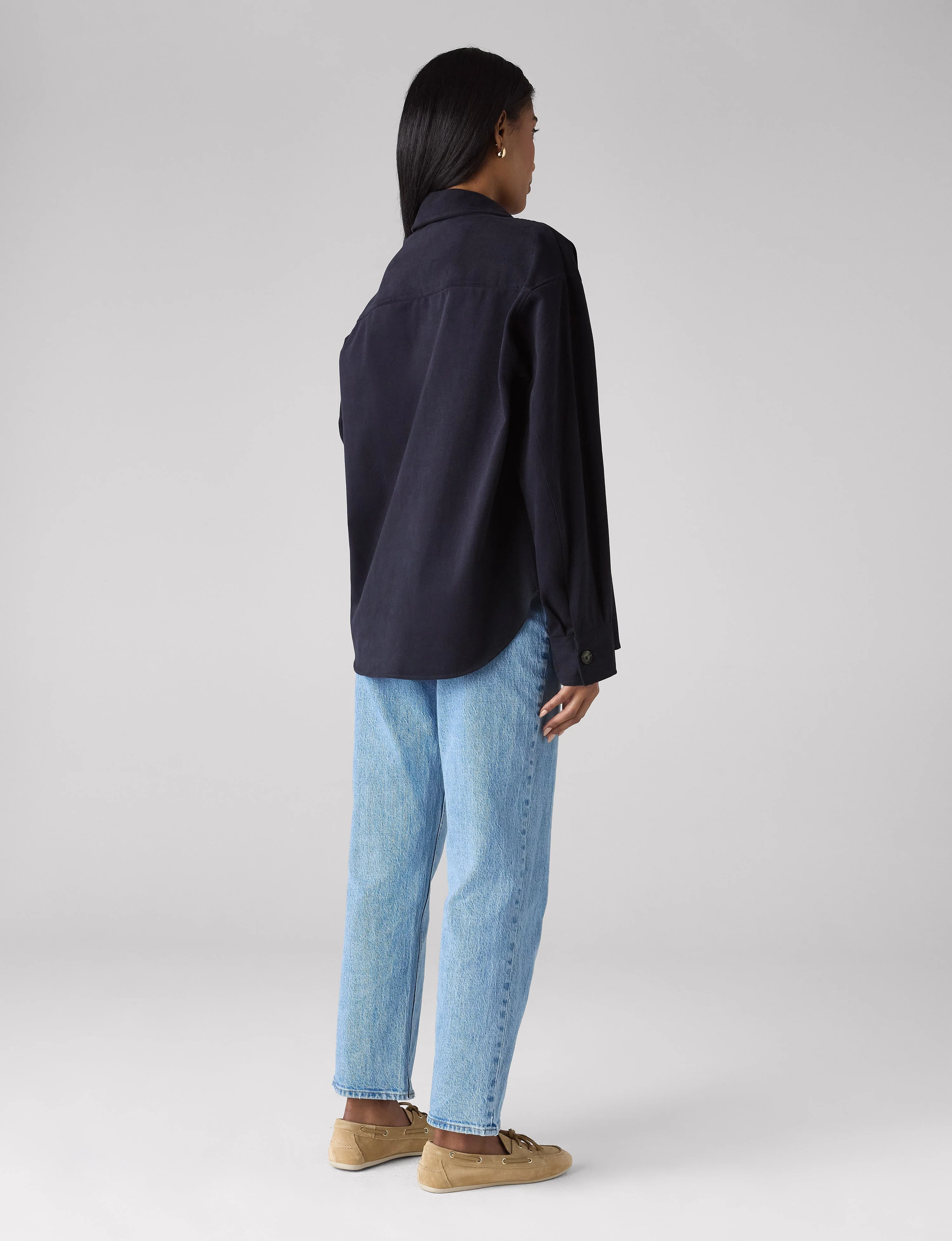 Stow Overshirt: Brushed Twill, Navy Blue - Image 7
