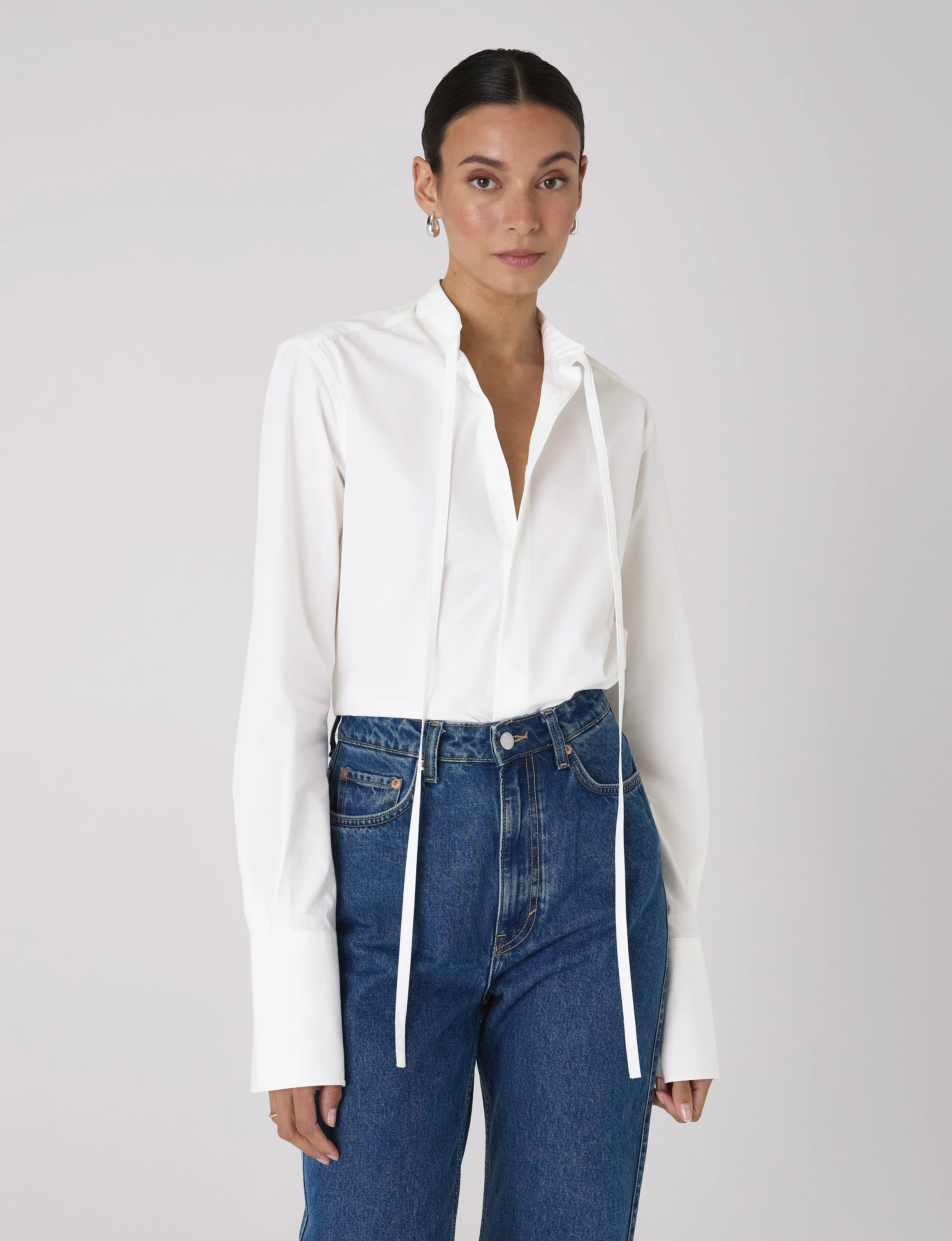 The Boyfriend Bow Tie: Fine Poplin, White - Image 5