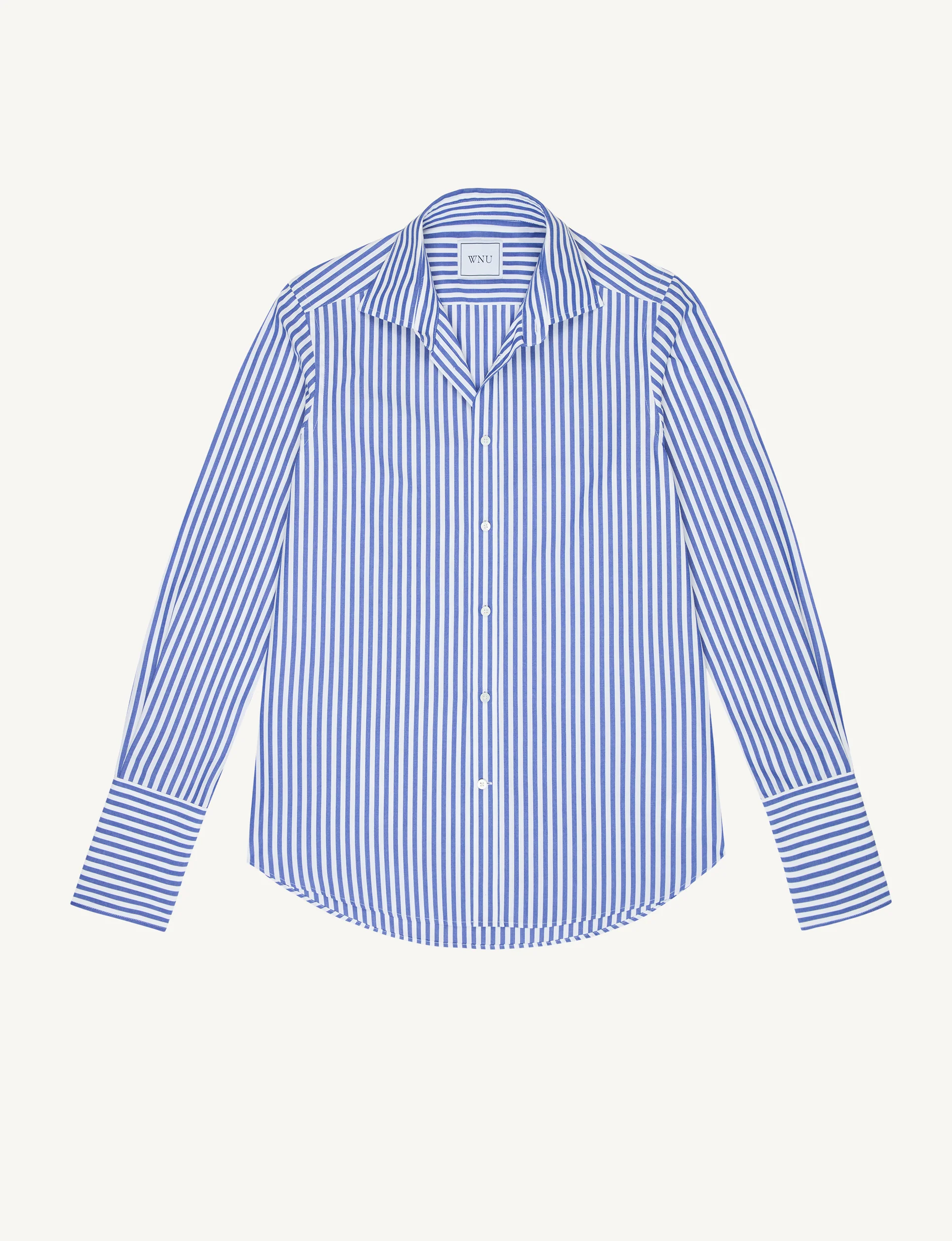 The Boyfriend Exaggerated Cuff: Fine Poplin, Royal Blue Stripe - Image 3