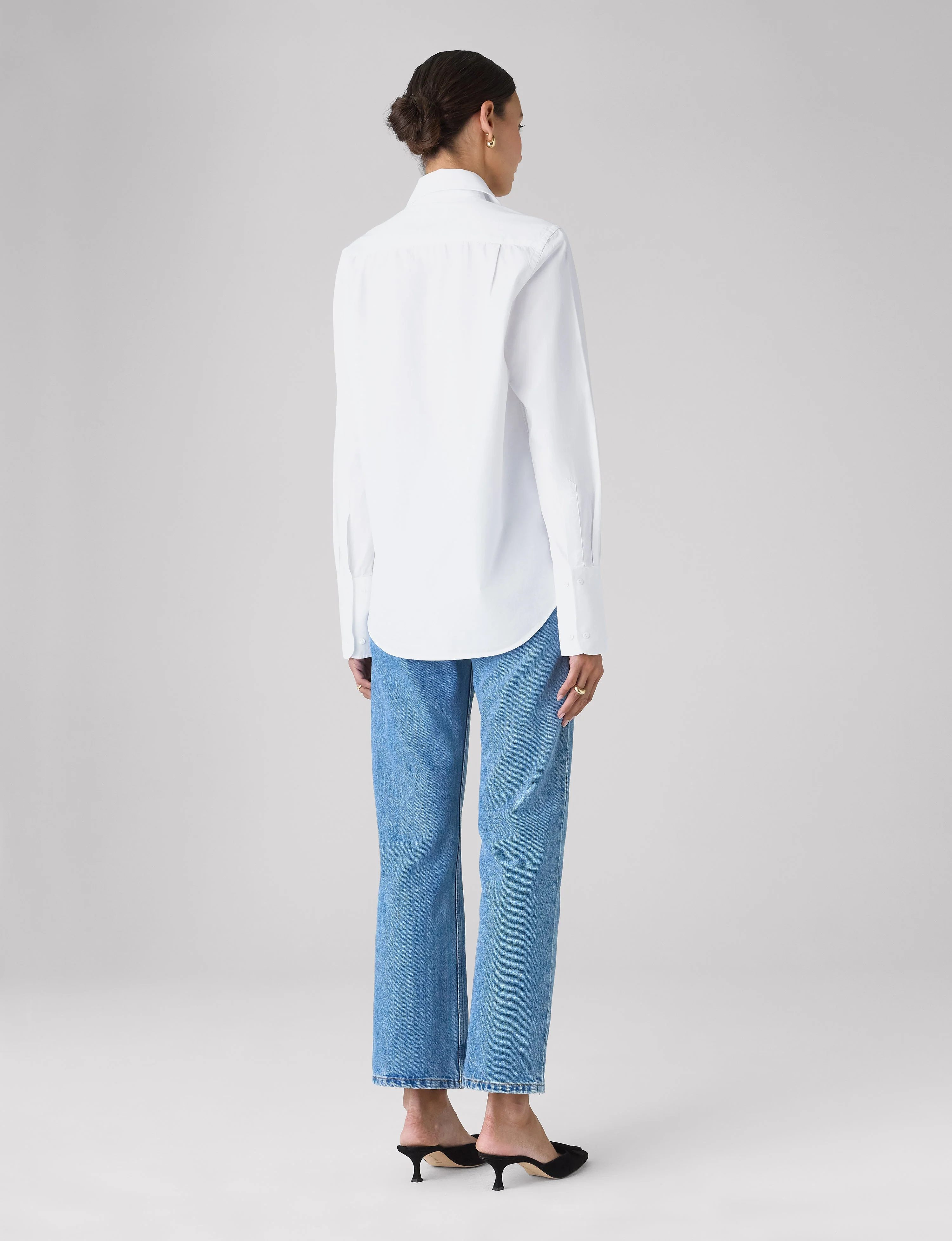 The Boyfriend Exaggerated Cuff: Fine Poplin, White - Image 5