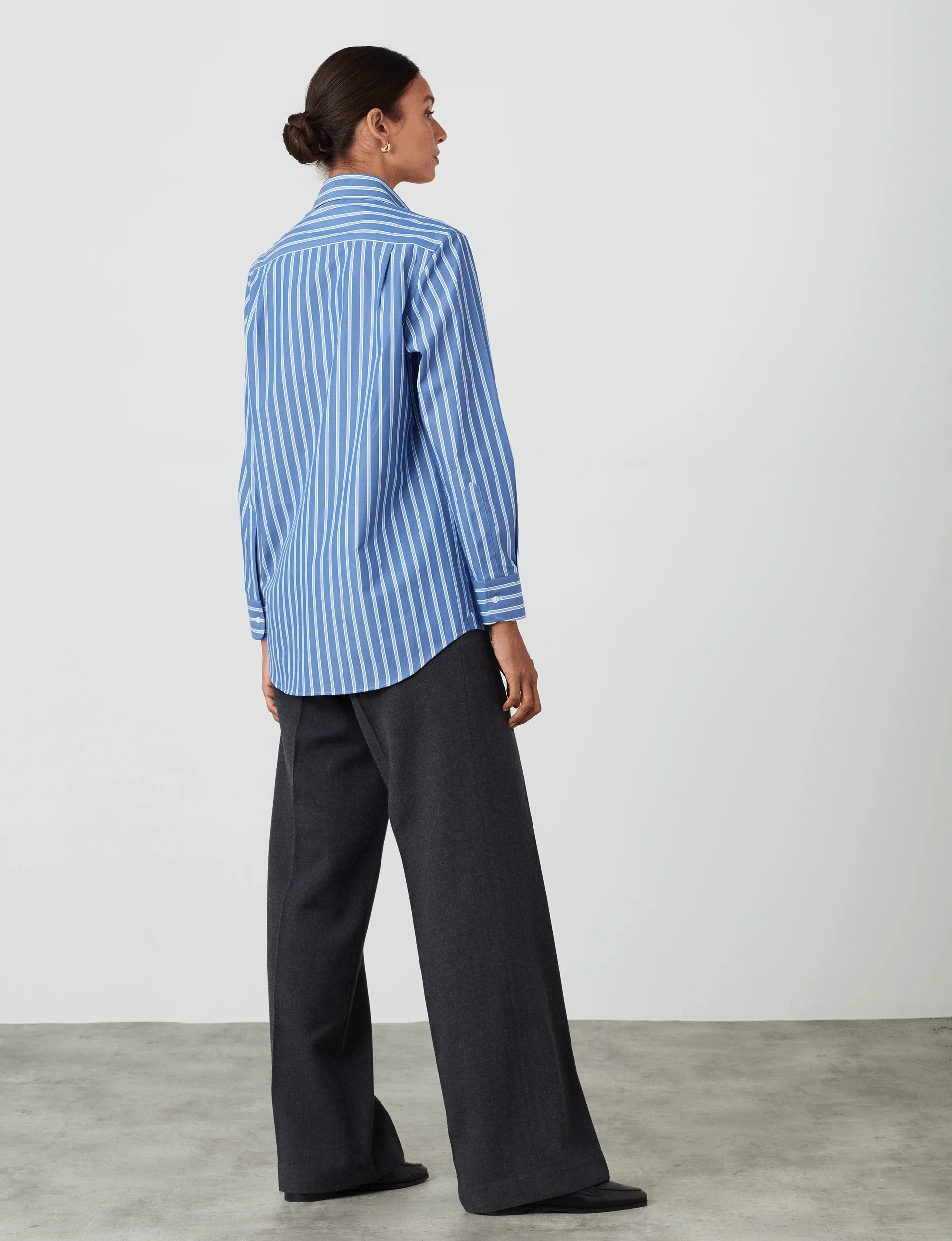 The Boyfriend: Fine Poplin, Blue Multi Stripe - Image 5