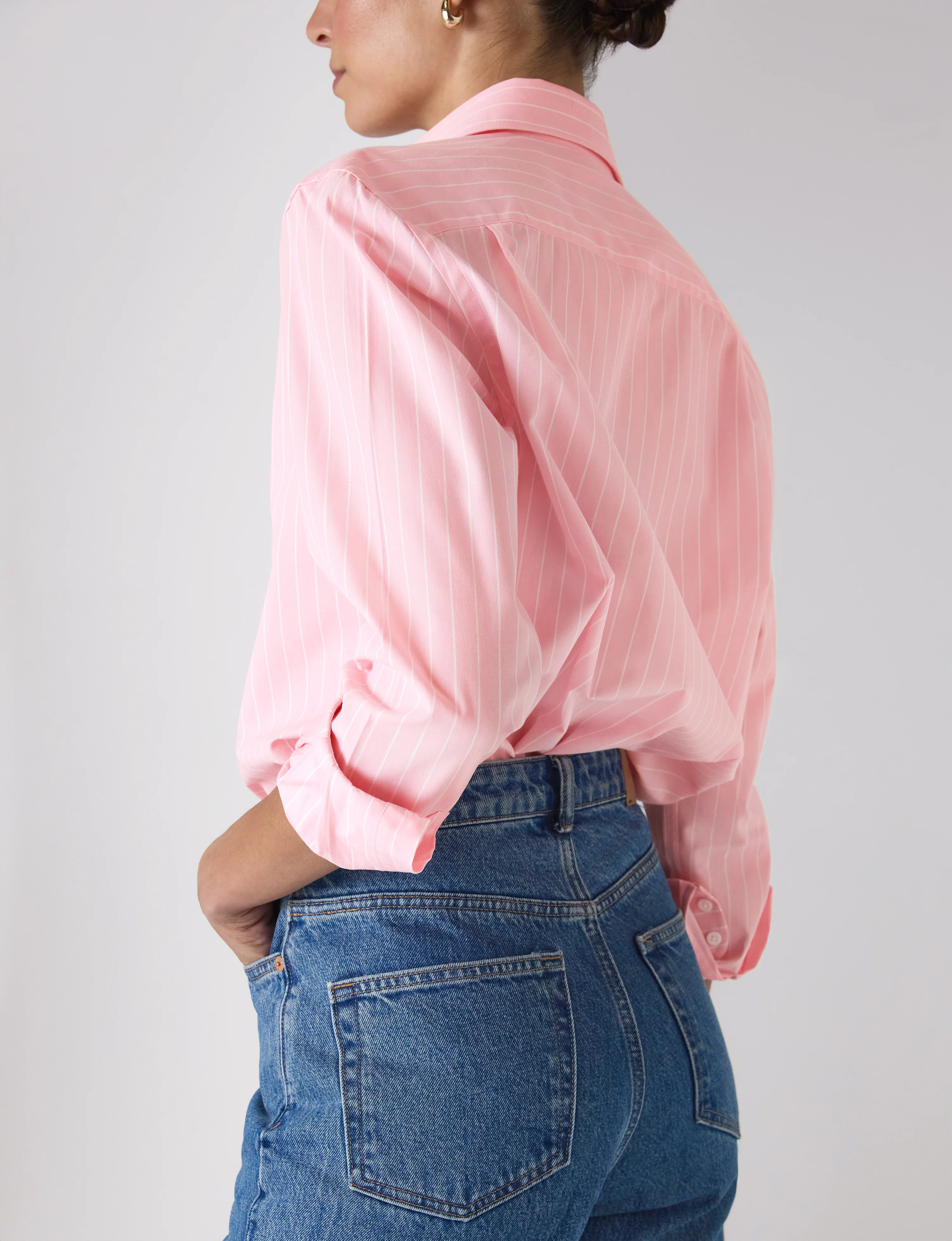 The Boyfriend: Fine Poplin, Light Pink Stripe - Image 6
