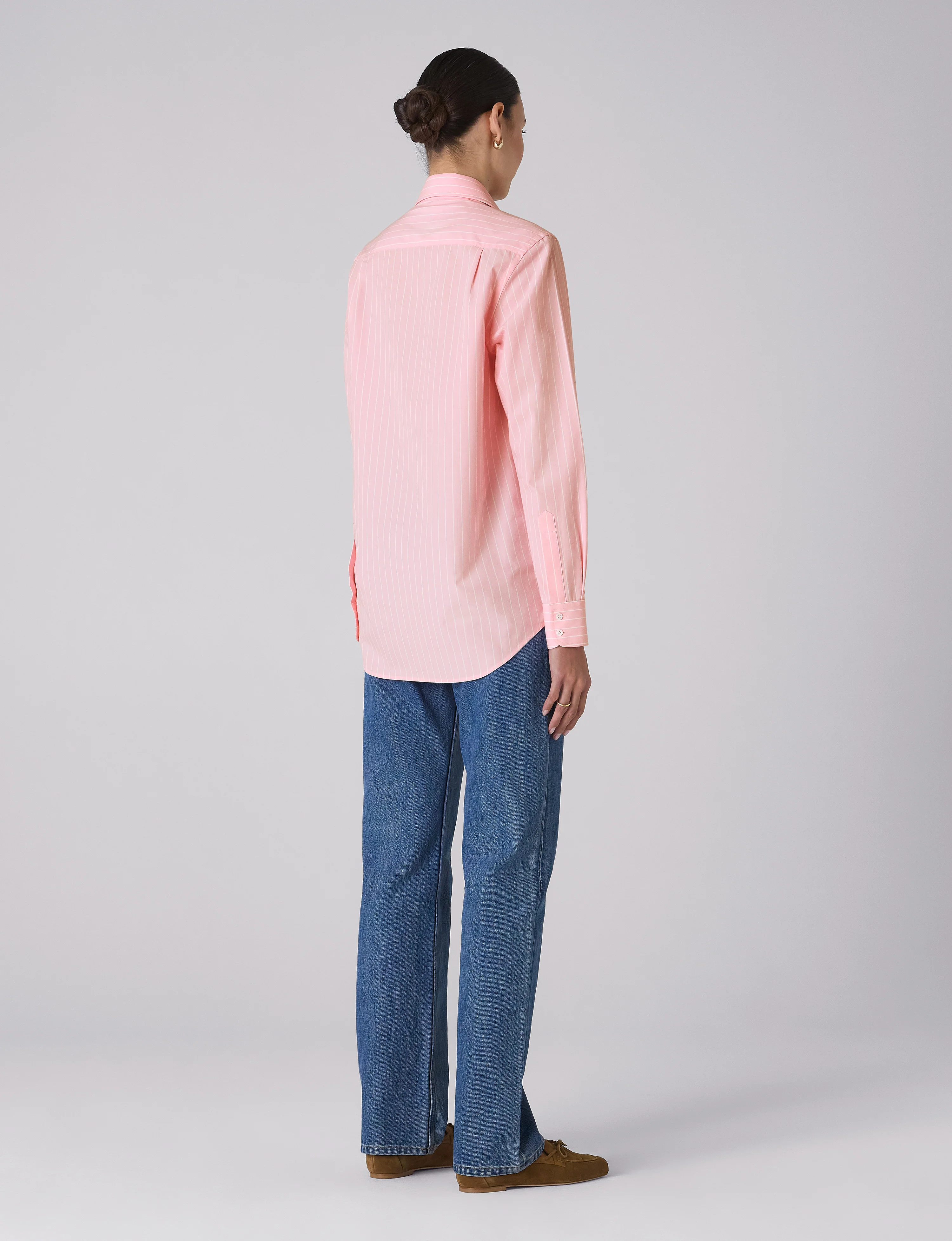 The Boyfriend: Fine Poplin, Light Pink Stripe - Image 7