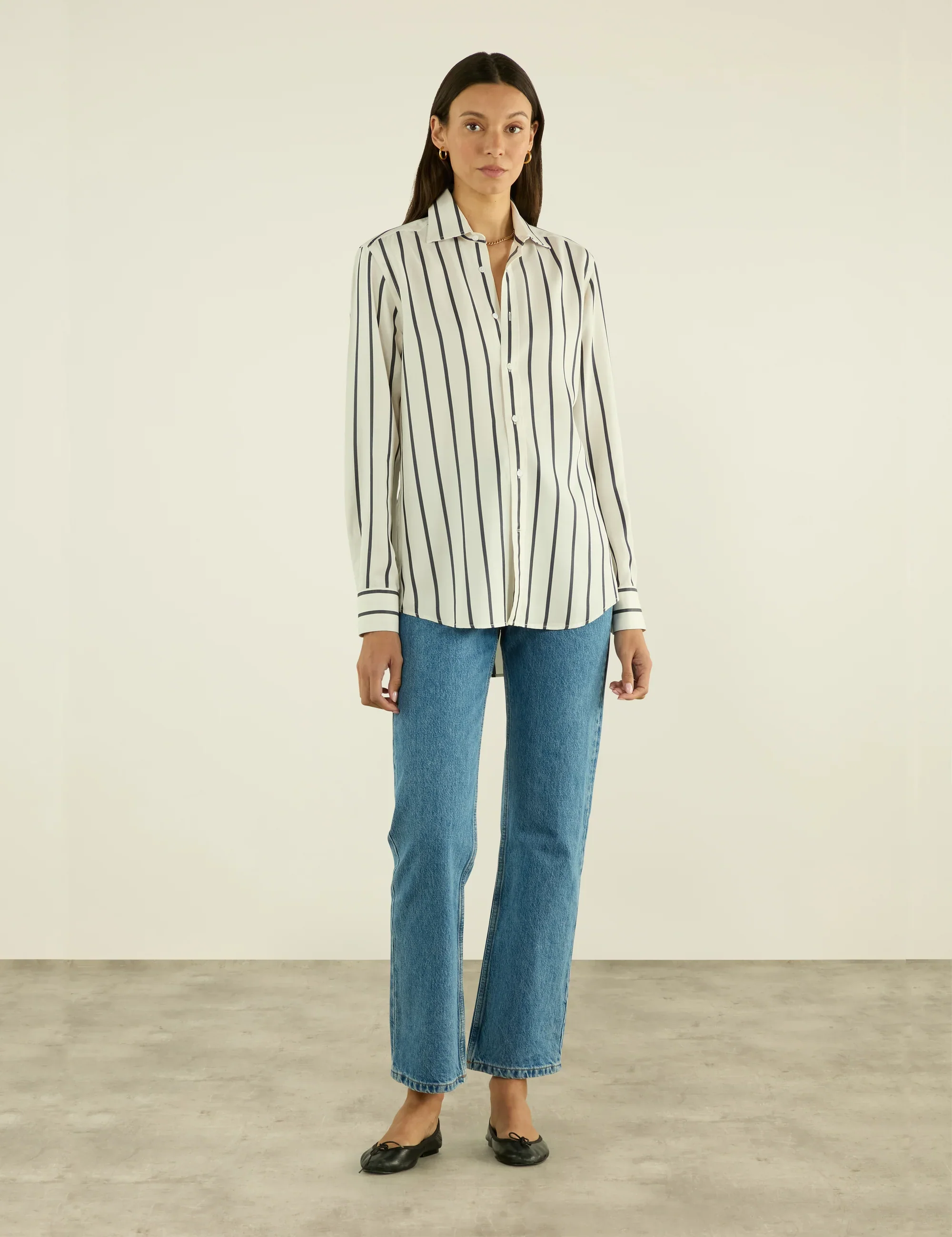The Boyfriend: TENCEL™ Lyocell, Charcoal Stripe - Image 3