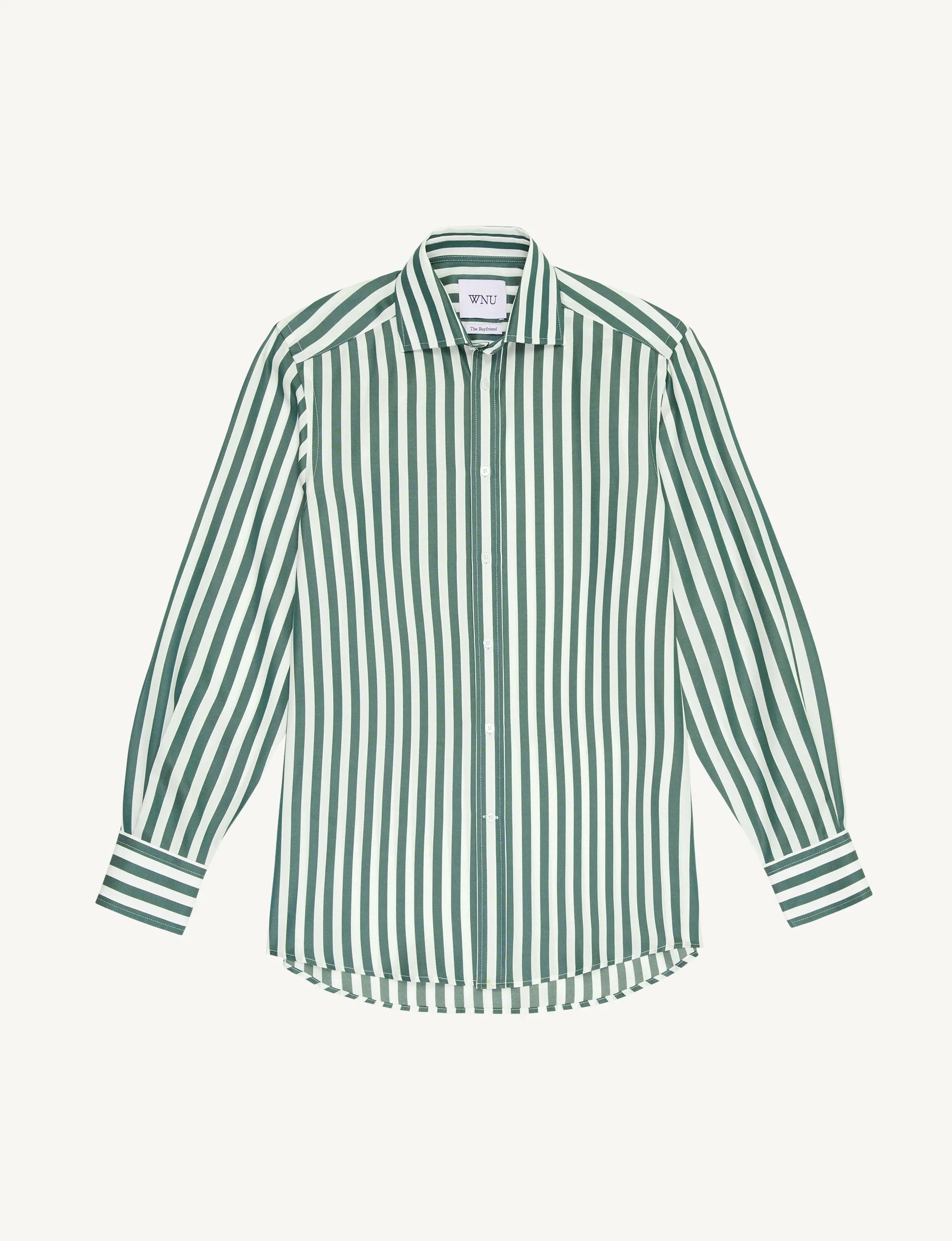 The Boyfriend: TENCEL™ Lyocell, Forest Green Stripe - Image 3