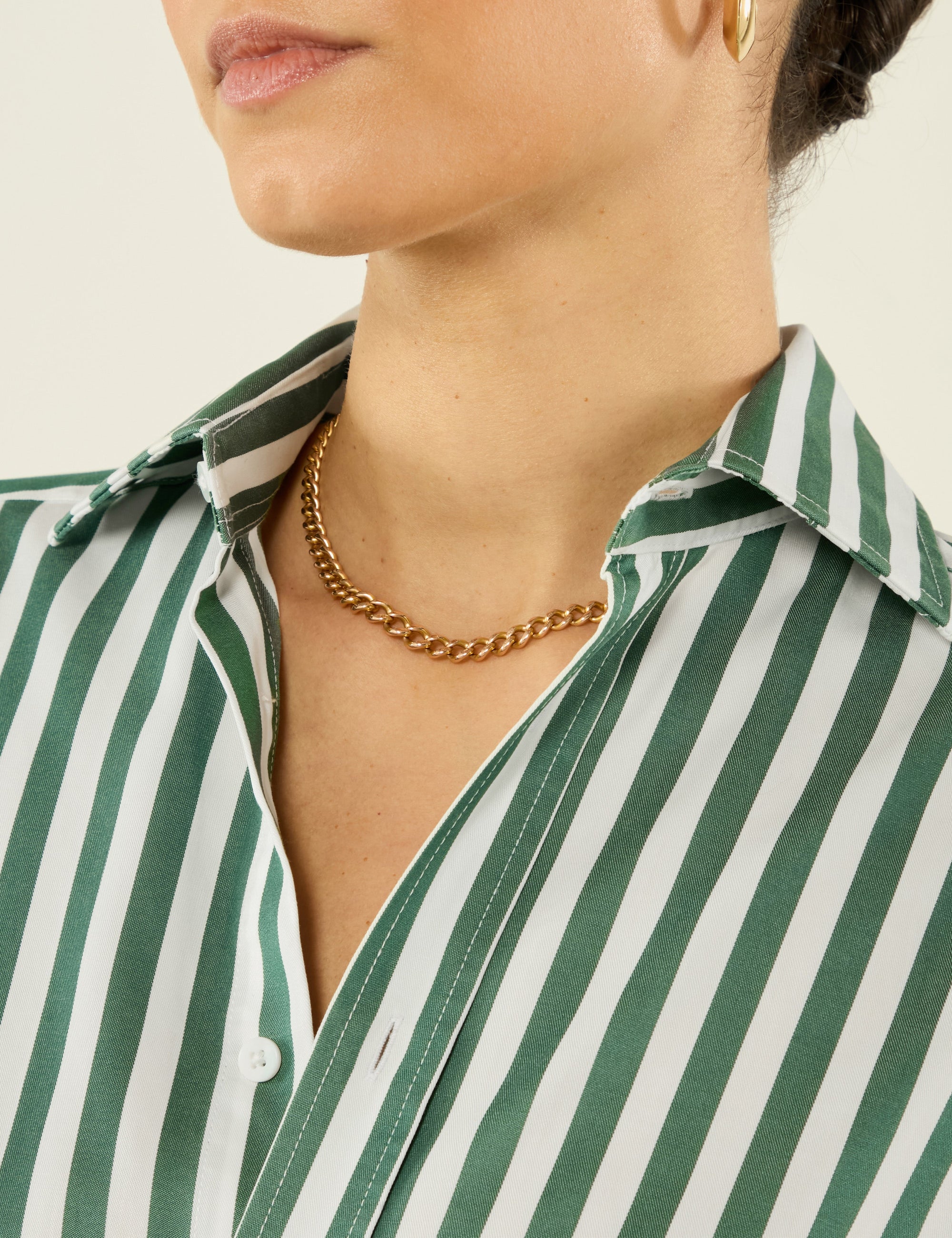 The Boyfriend: TENCEL™ Lyocell, Forest Green Stripe - Image 5