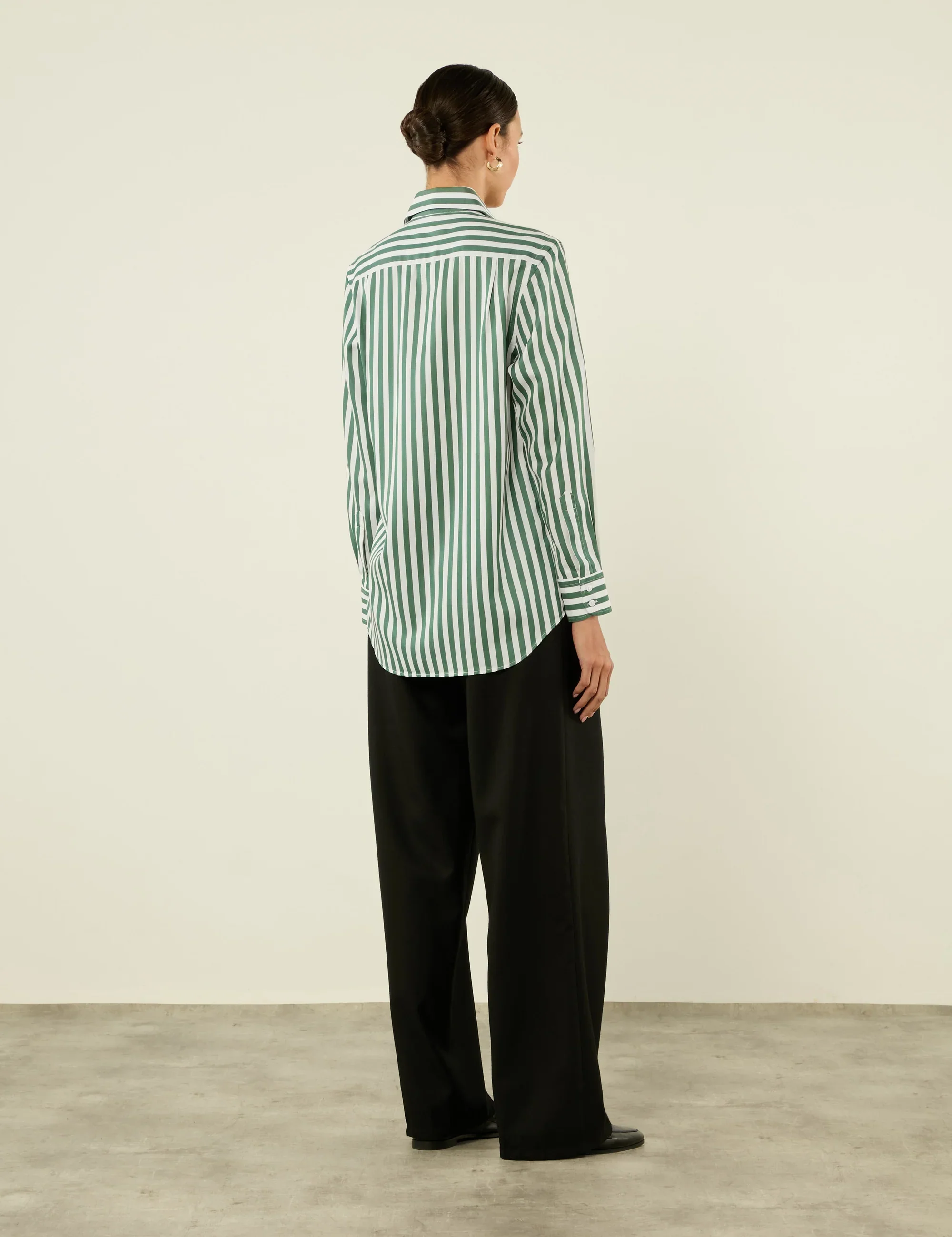 The Boyfriend: TENCEL™ Lyocell, Forest Green Stripe - Image 6
