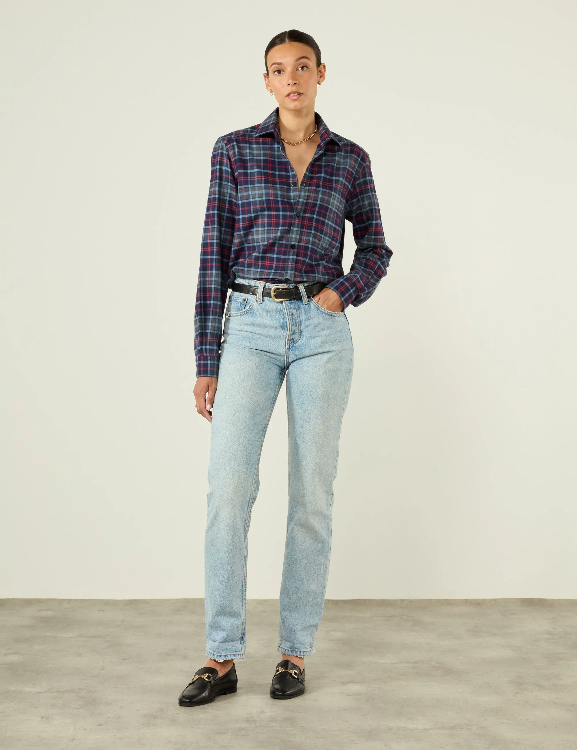 The Classic: Fine Brushed, Blue and Red Plaid - Image 4