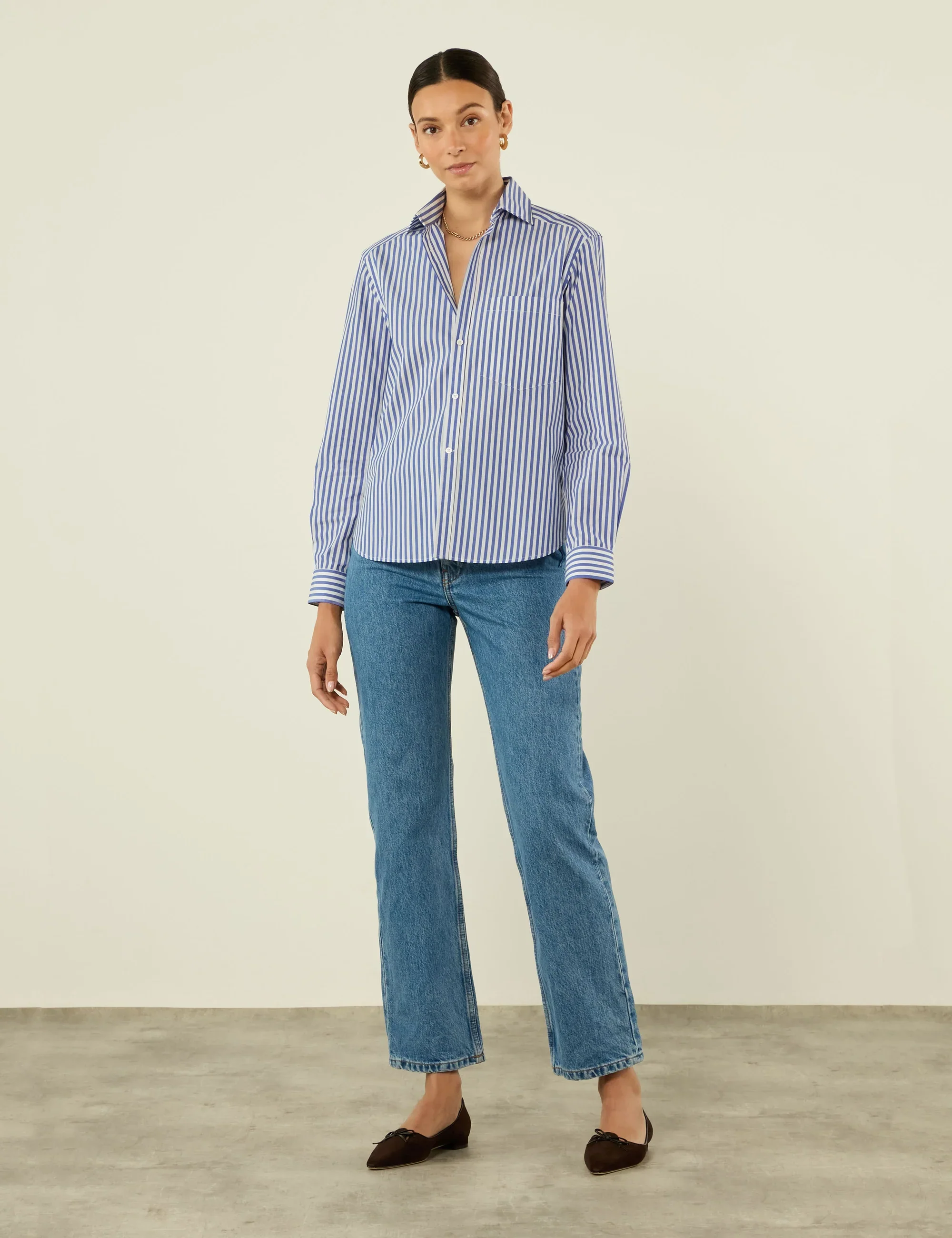 The Classic: Fine Poplin, Royal Blue Stripe - Image 3