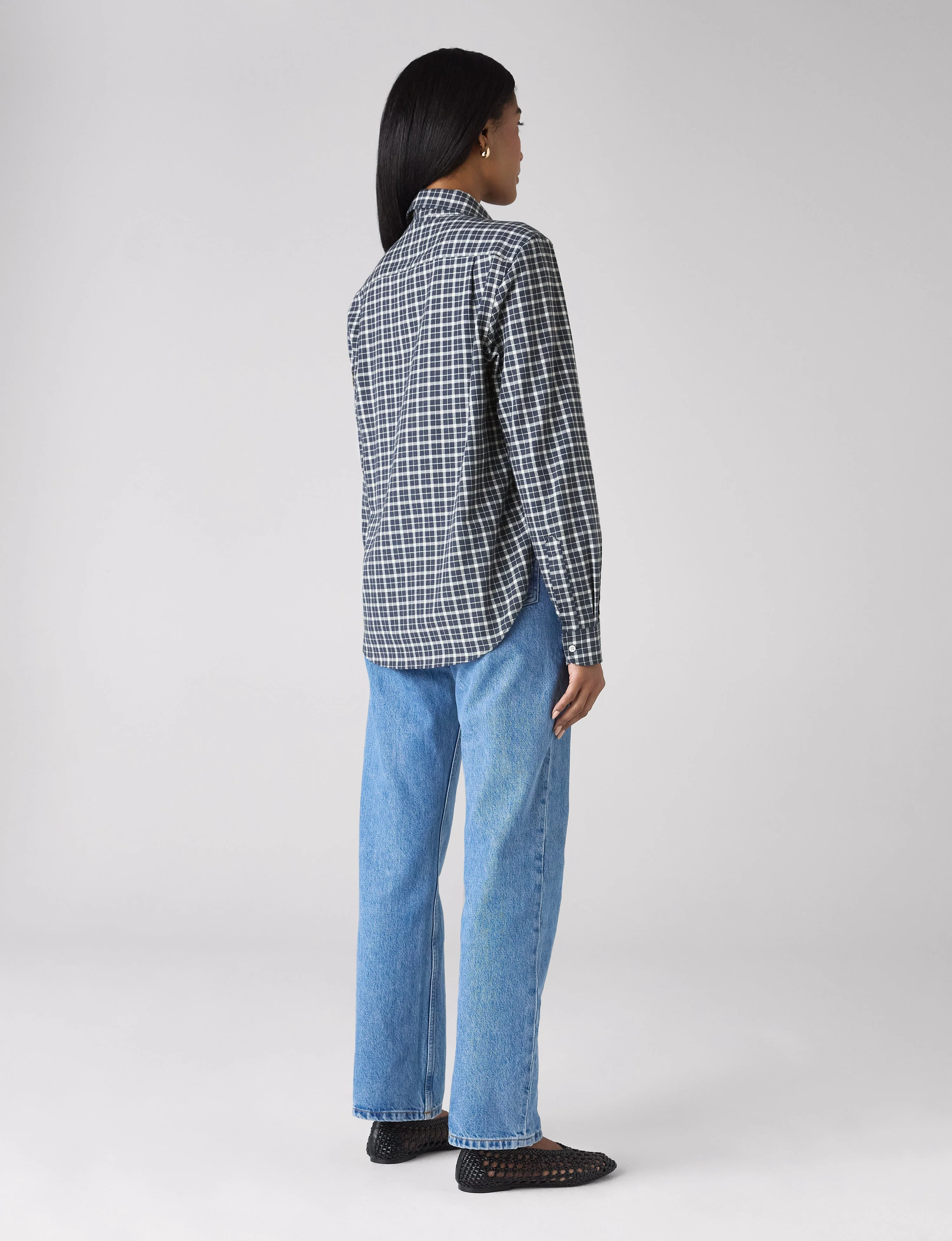 The Classic: Fine Brushed, Navy Blue Check - Image 6