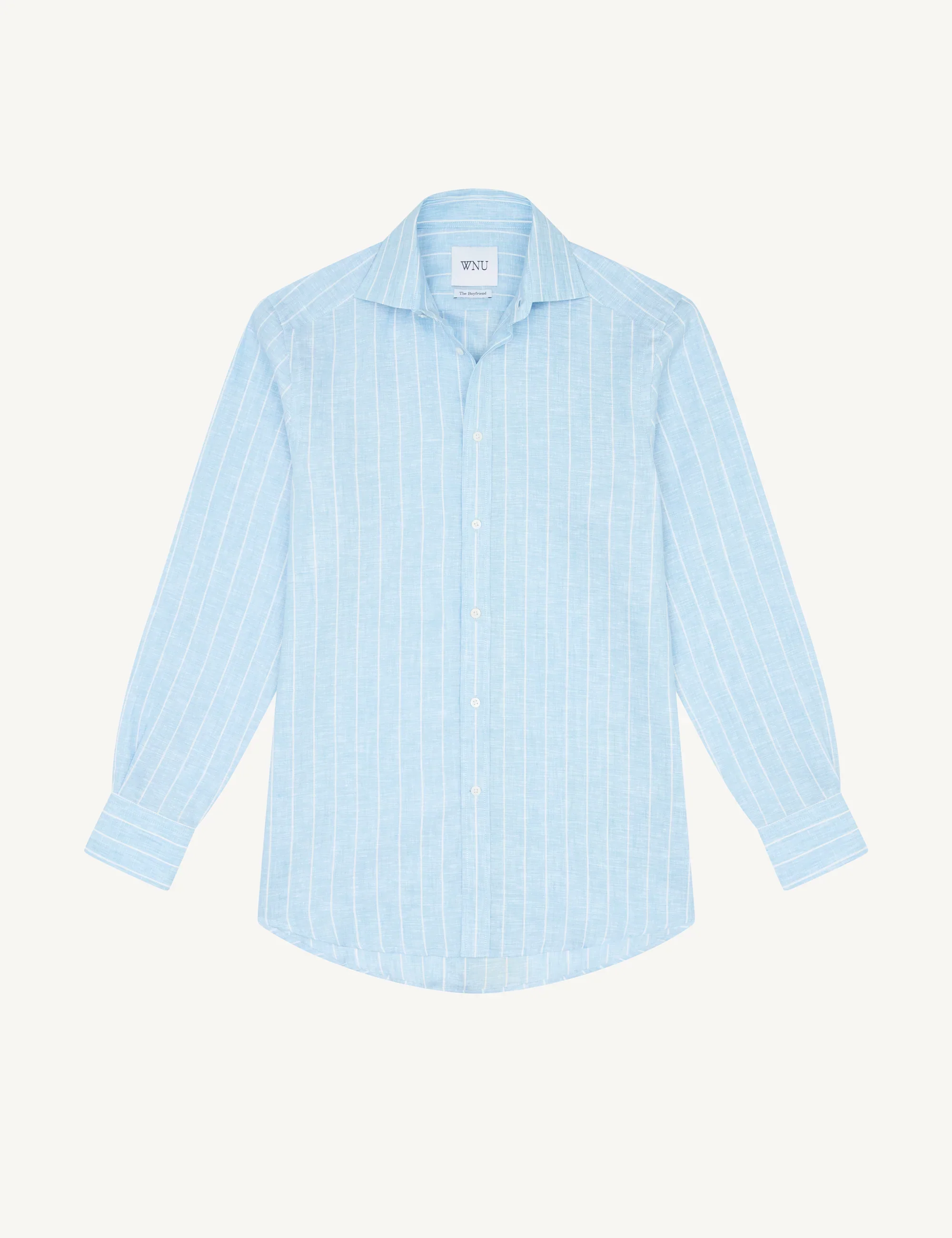 The Boyfriend: Linen, Sky Blue Stripe - Image 3