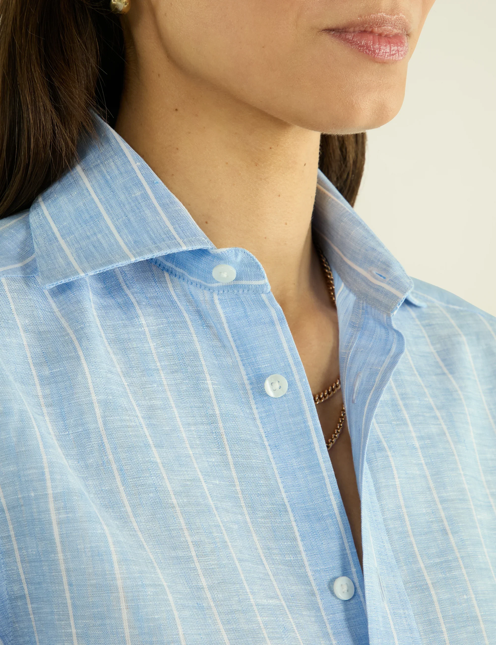 The Boyfriend: Linen, Sky Blue Stripe - Image 5