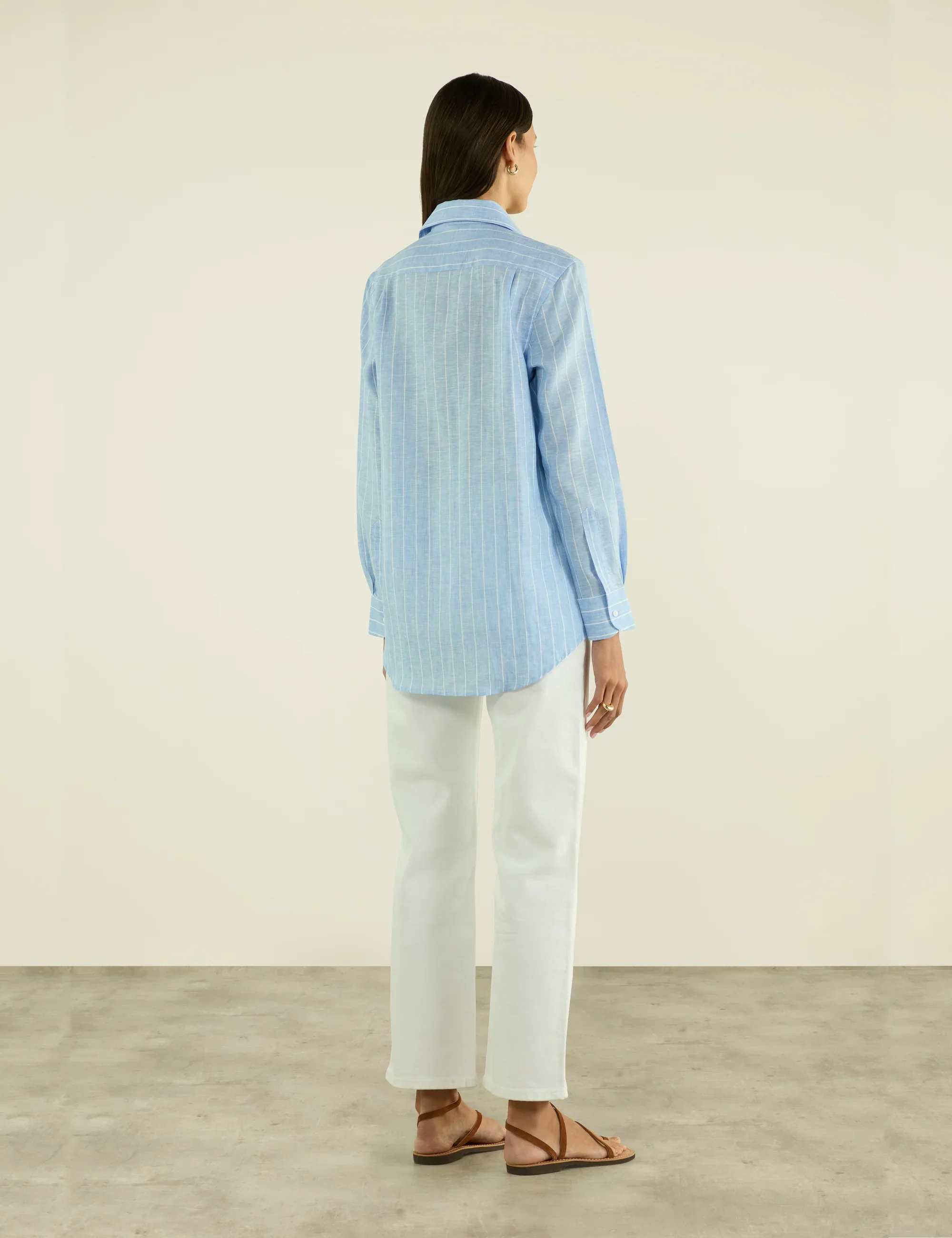 The Boyfriend: Linen, Sky Blue Stripe - Image 6